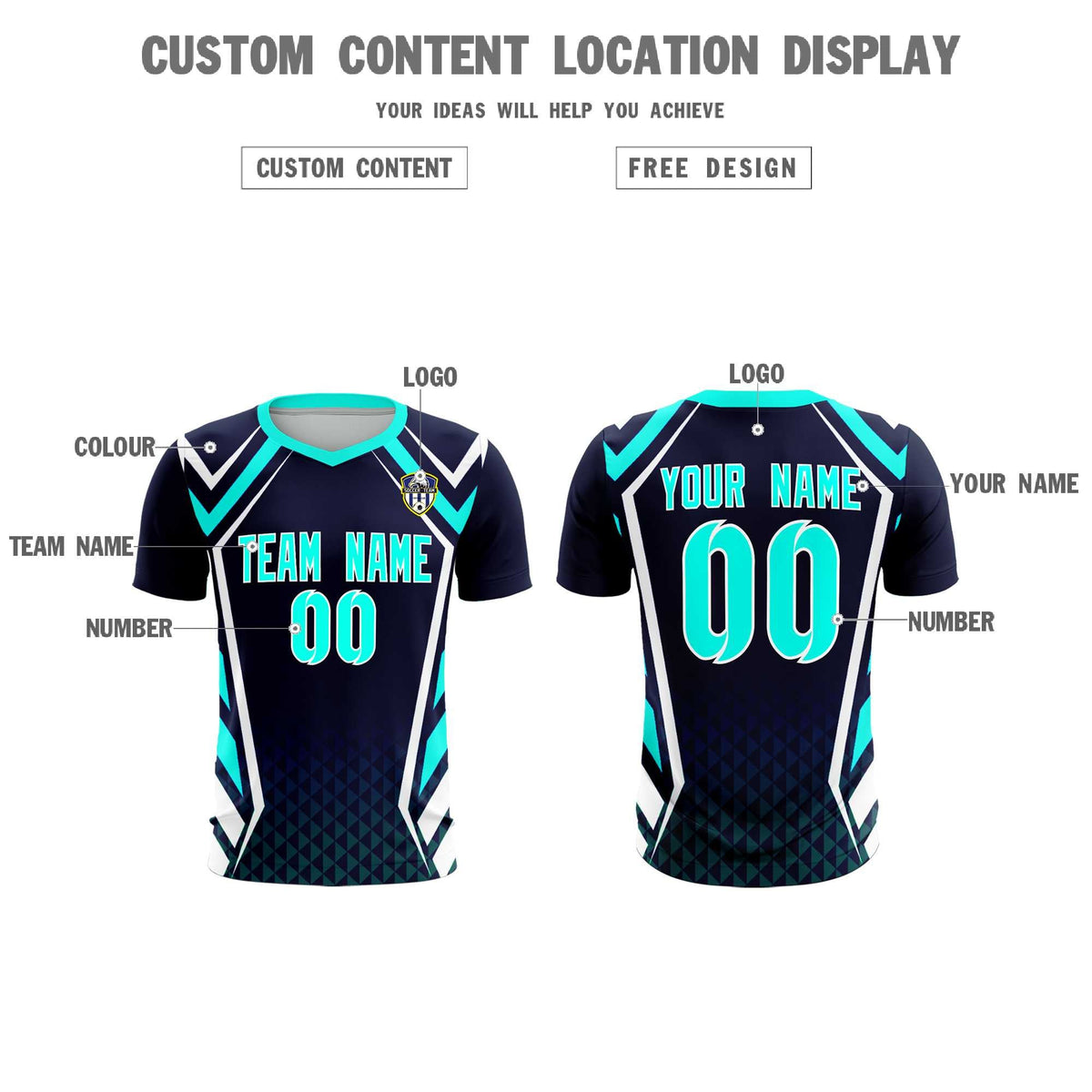 Custom Navy Abstract Breathable Football Kit Jersey