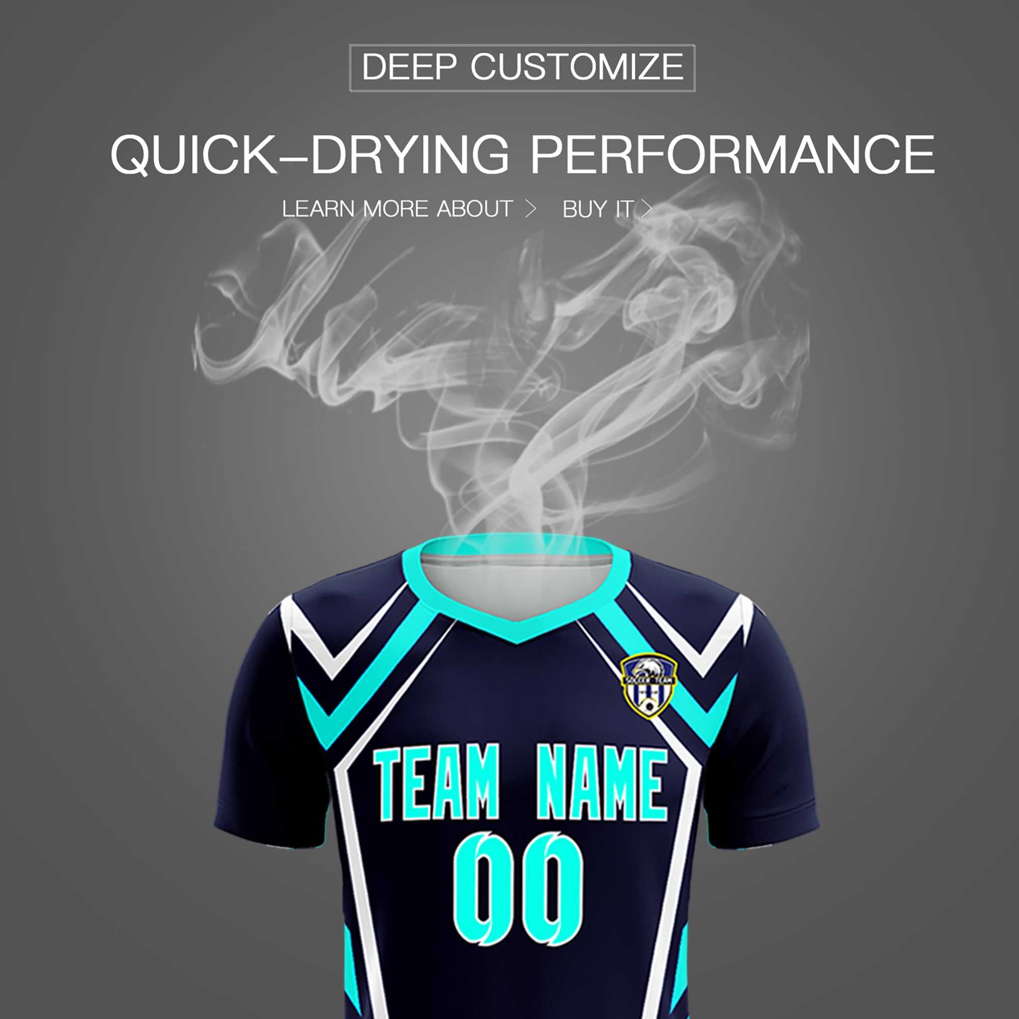 Custom Navy Abstract Breathable Football Kit Jersey