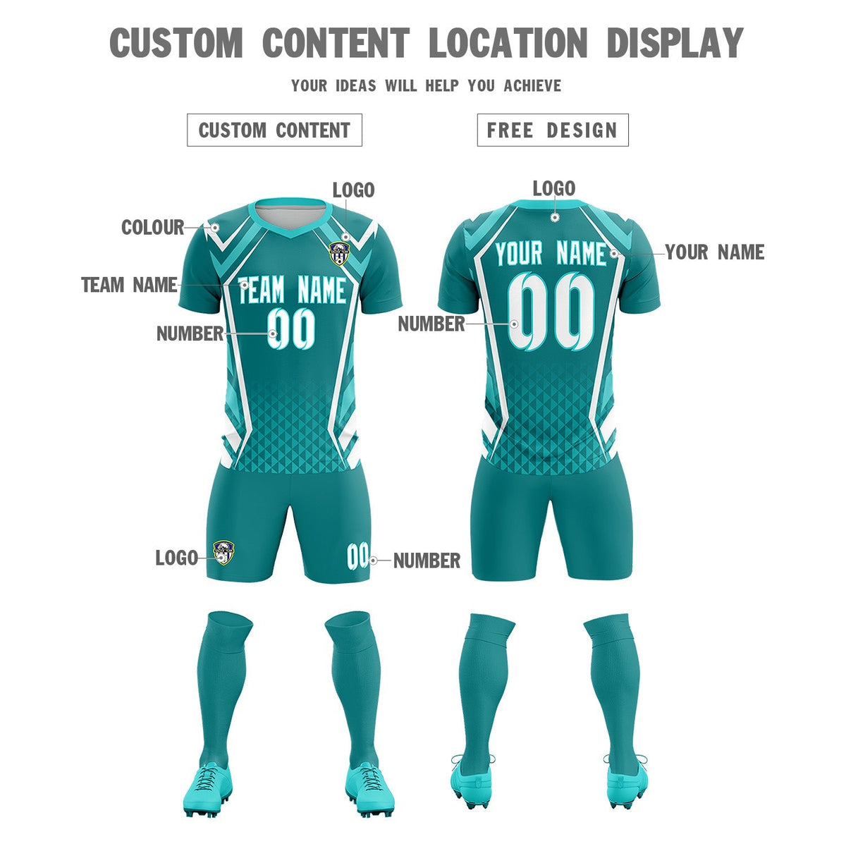 Custom Sky Blue Abstract Breathable Football Kit Jersey