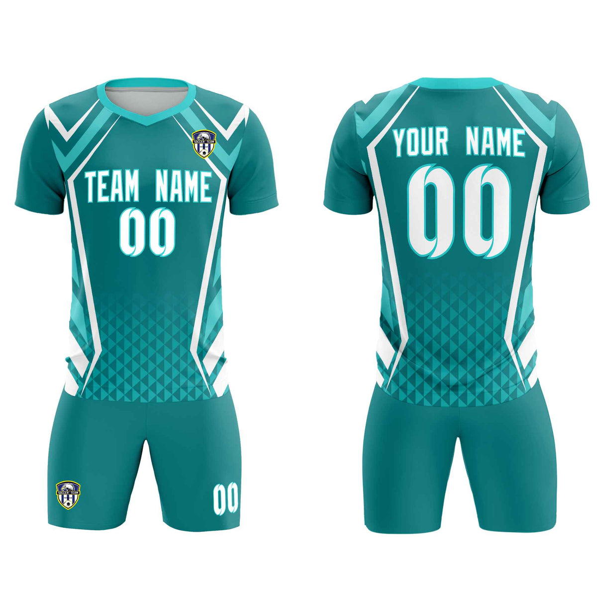 Custom Sky Blue Abstract Breathable Football Kit Jersey