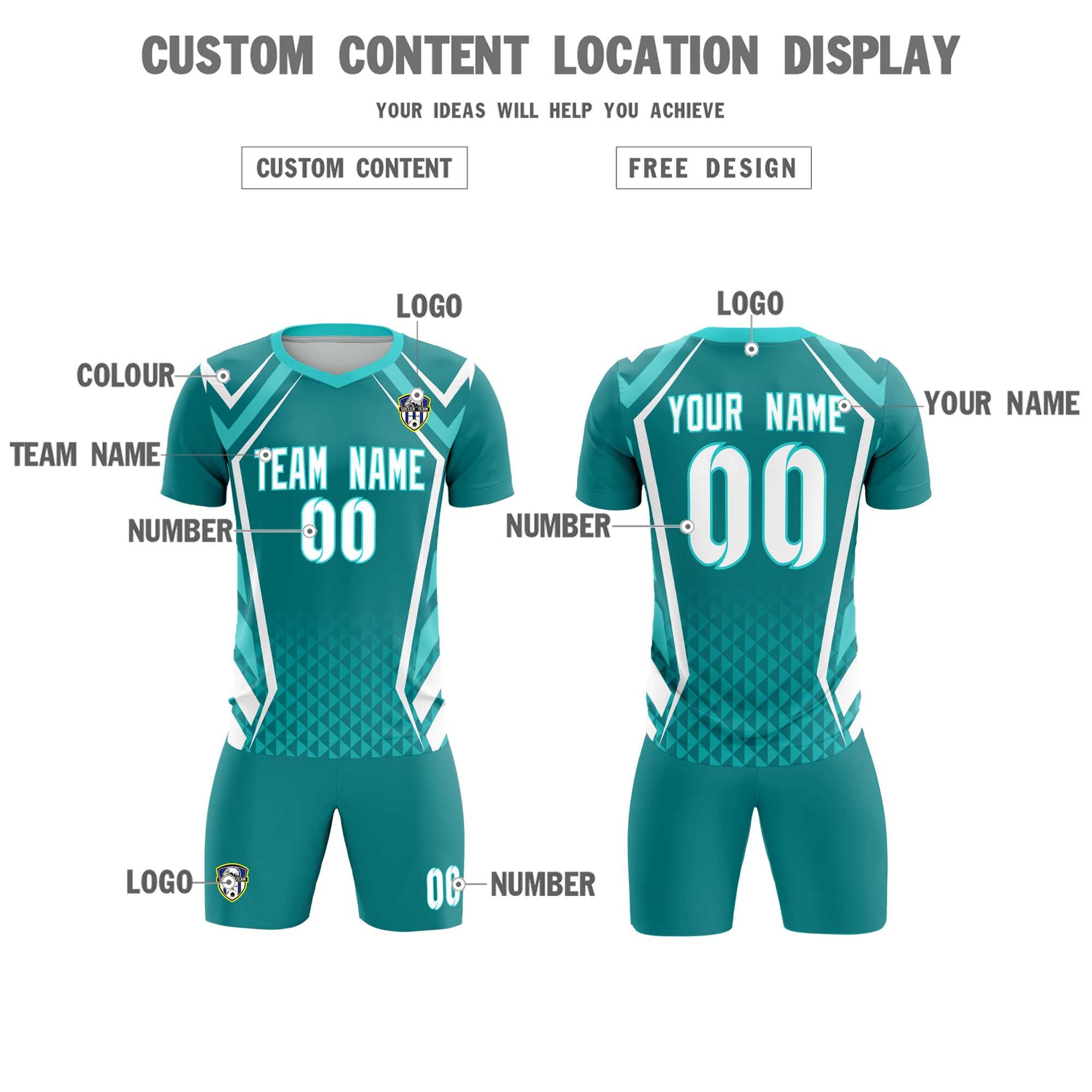 Custom Sky Blue Abstract Breathable Football Kit Jersey