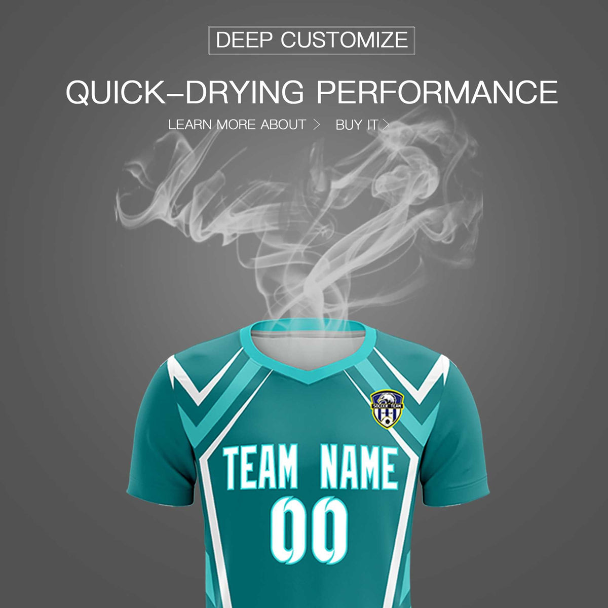 Custom Sky Blue Abstract Breathable Football Kit Jersey