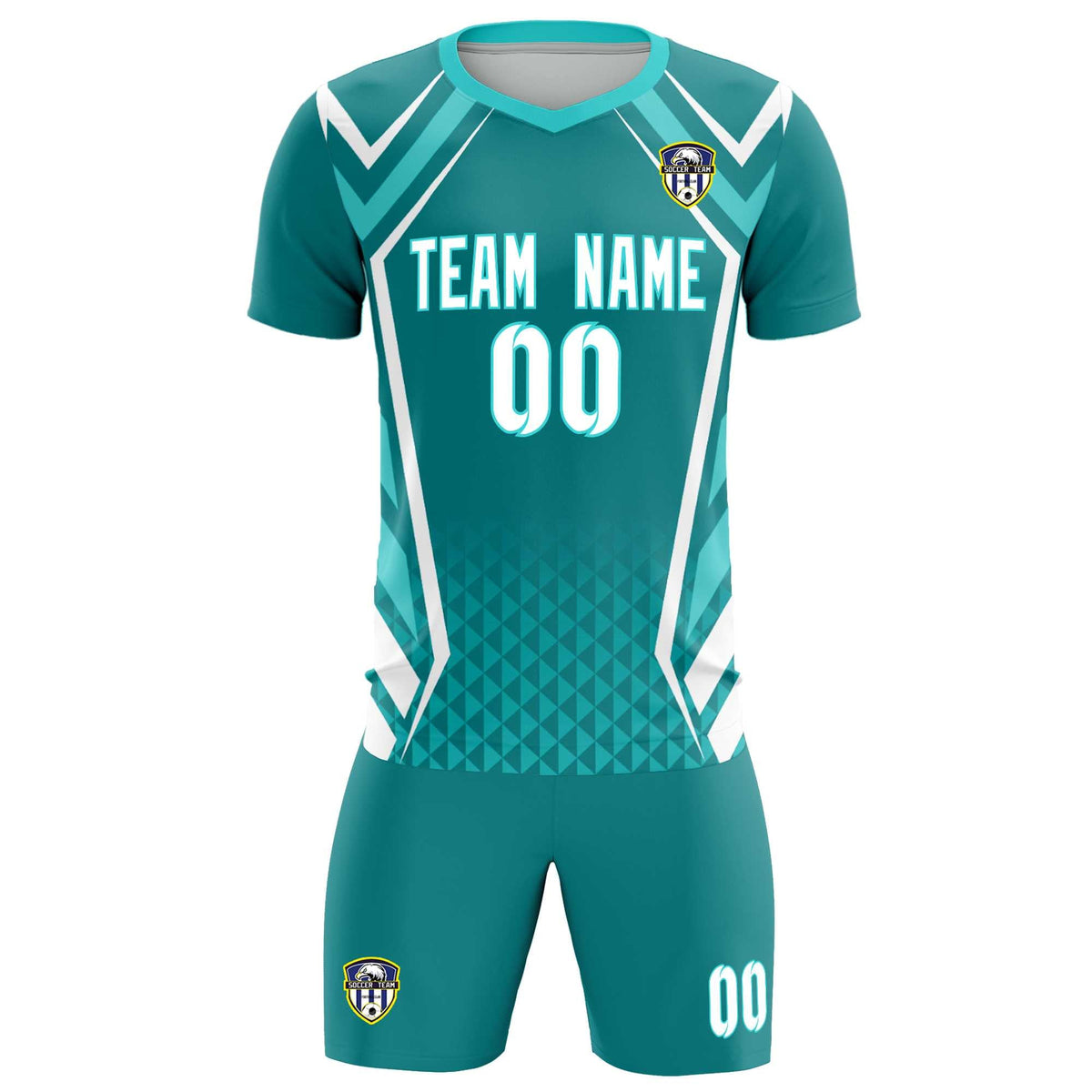 Custom Sky Blue Abstract Breathable Football Kit Jersey