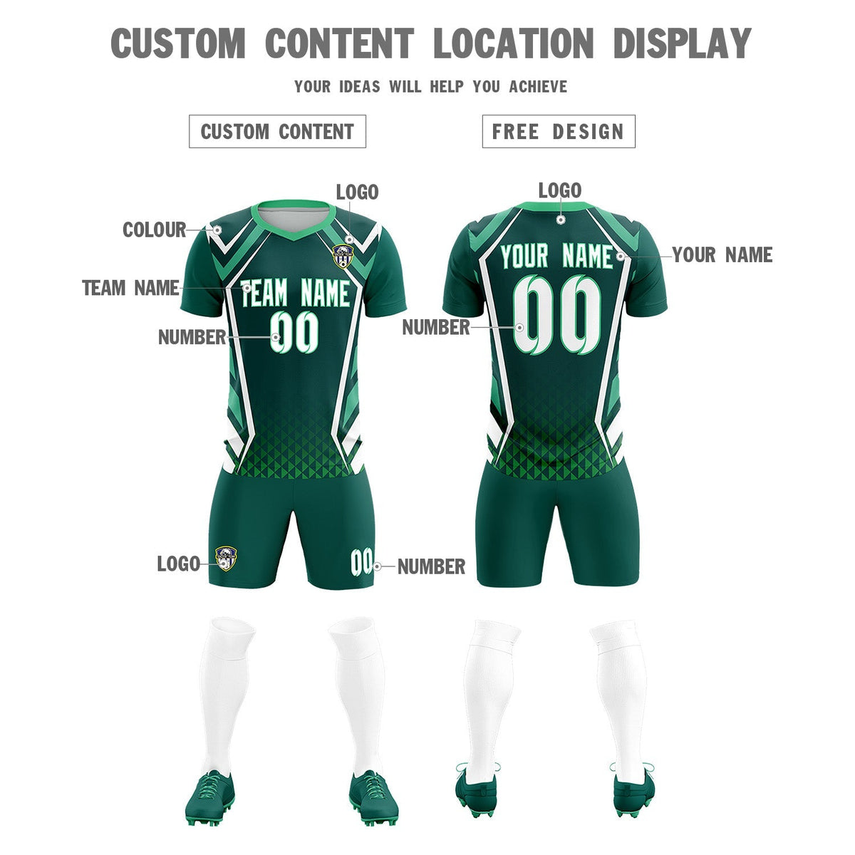 Custom Aqua Abstract Breathable Football Kit Jersey