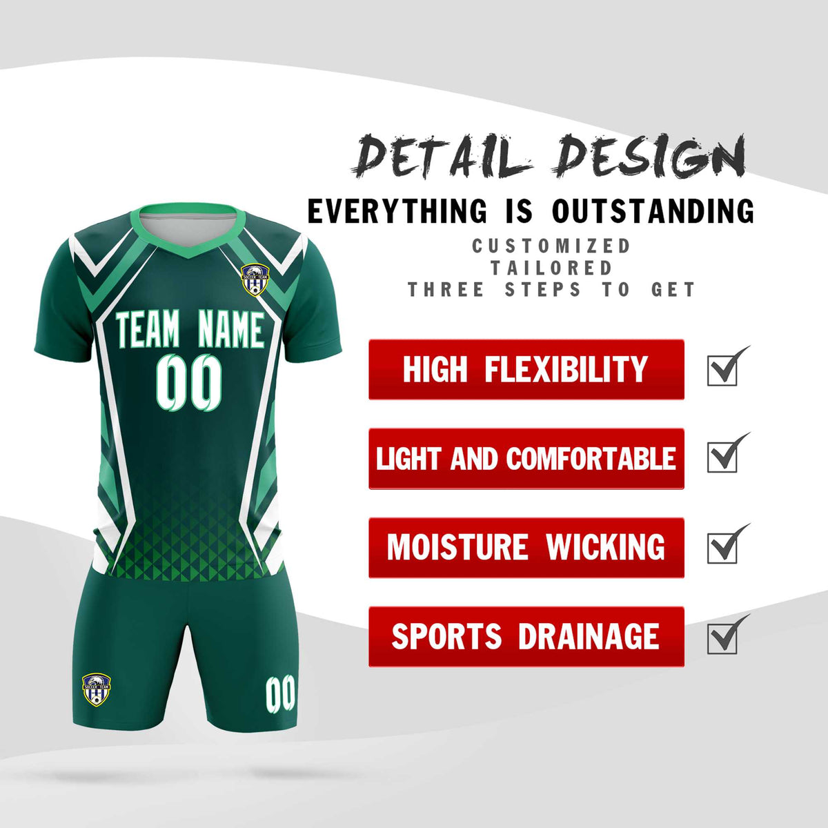 Custom Aqua Abstract Breathable Football Kit Jersey