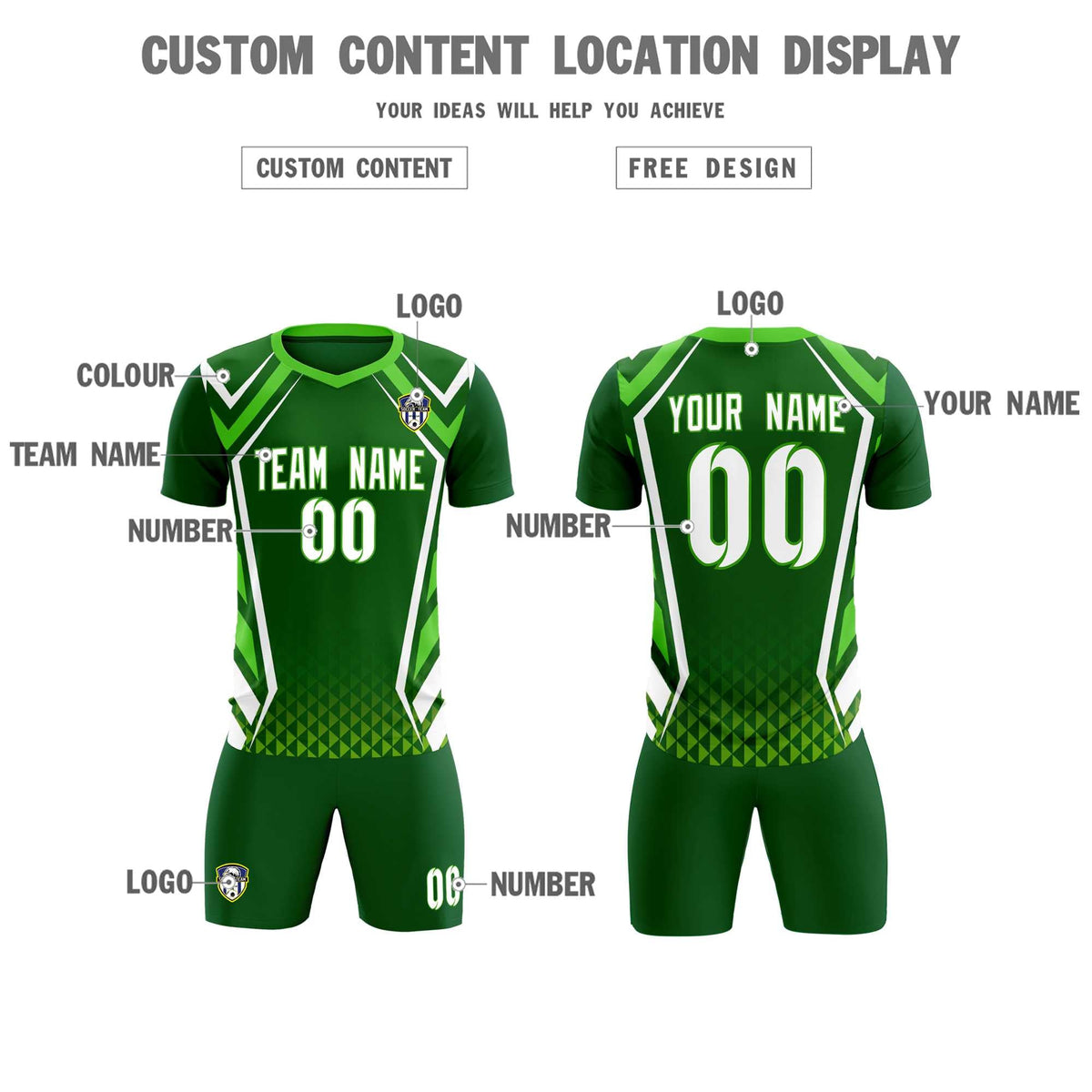 Custom Green Abstract Breathable Football Kit Jersey