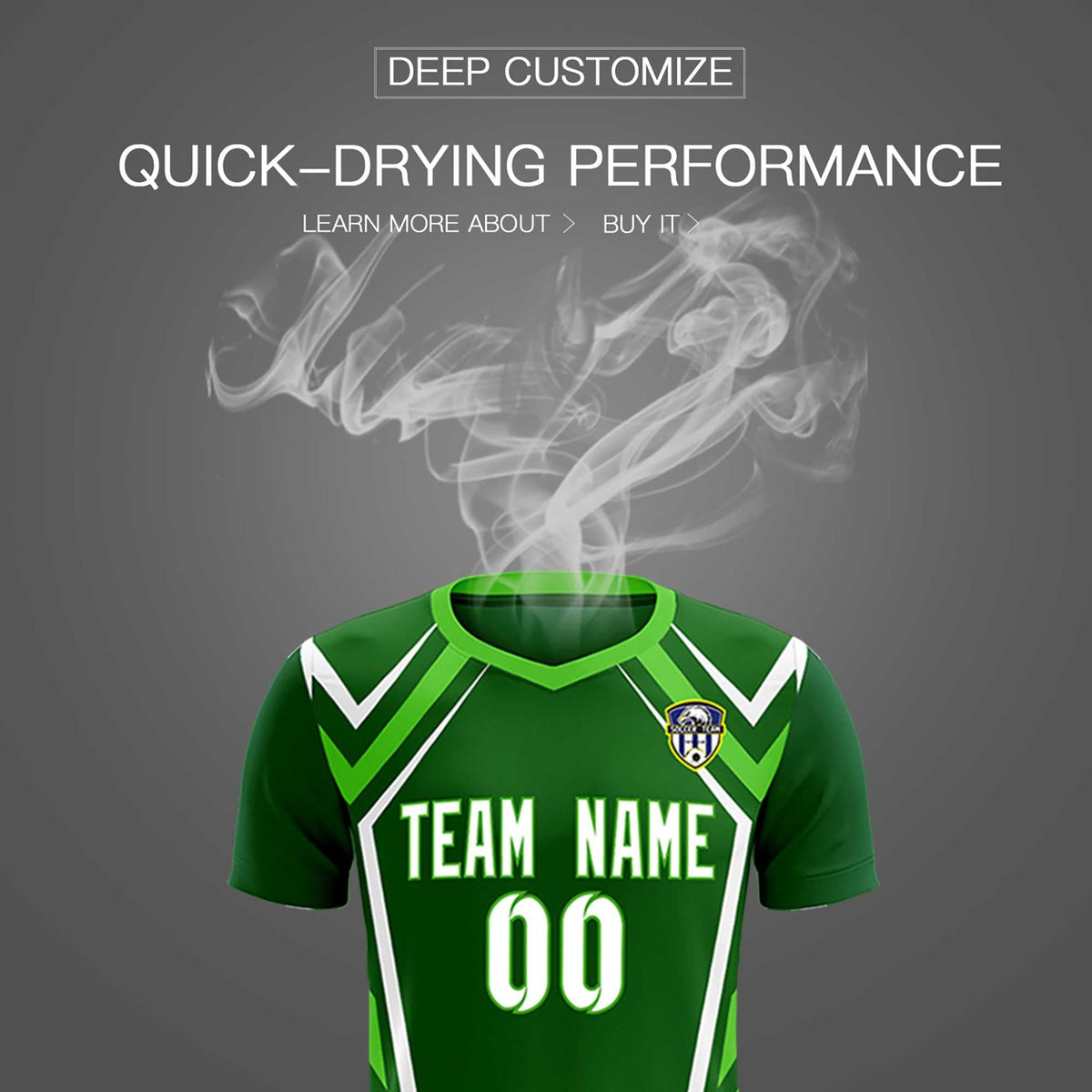 Custom Green Abstract Breathable Football Kit Jersey
