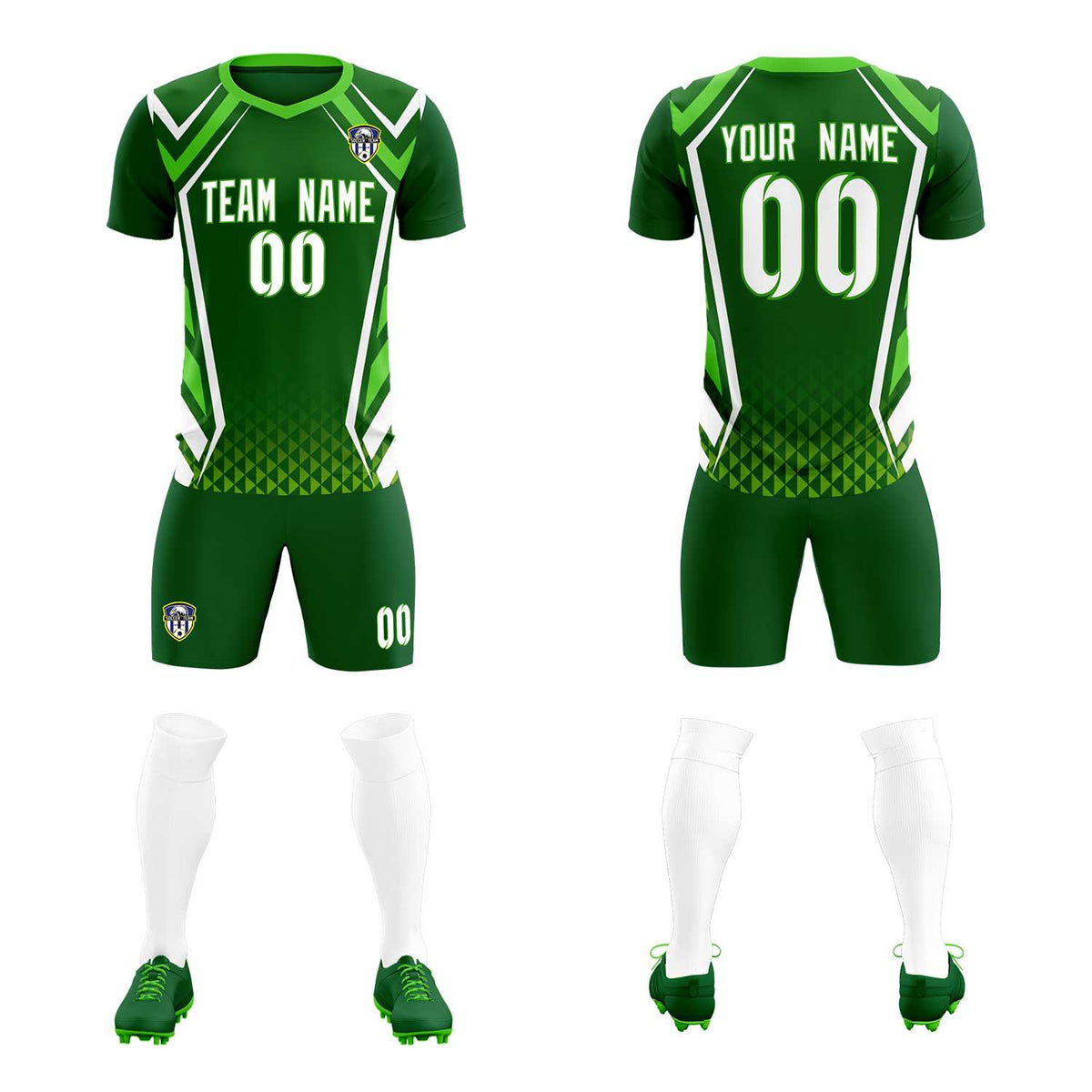 Custom Green Abstract Breathable Football Kit Jersey