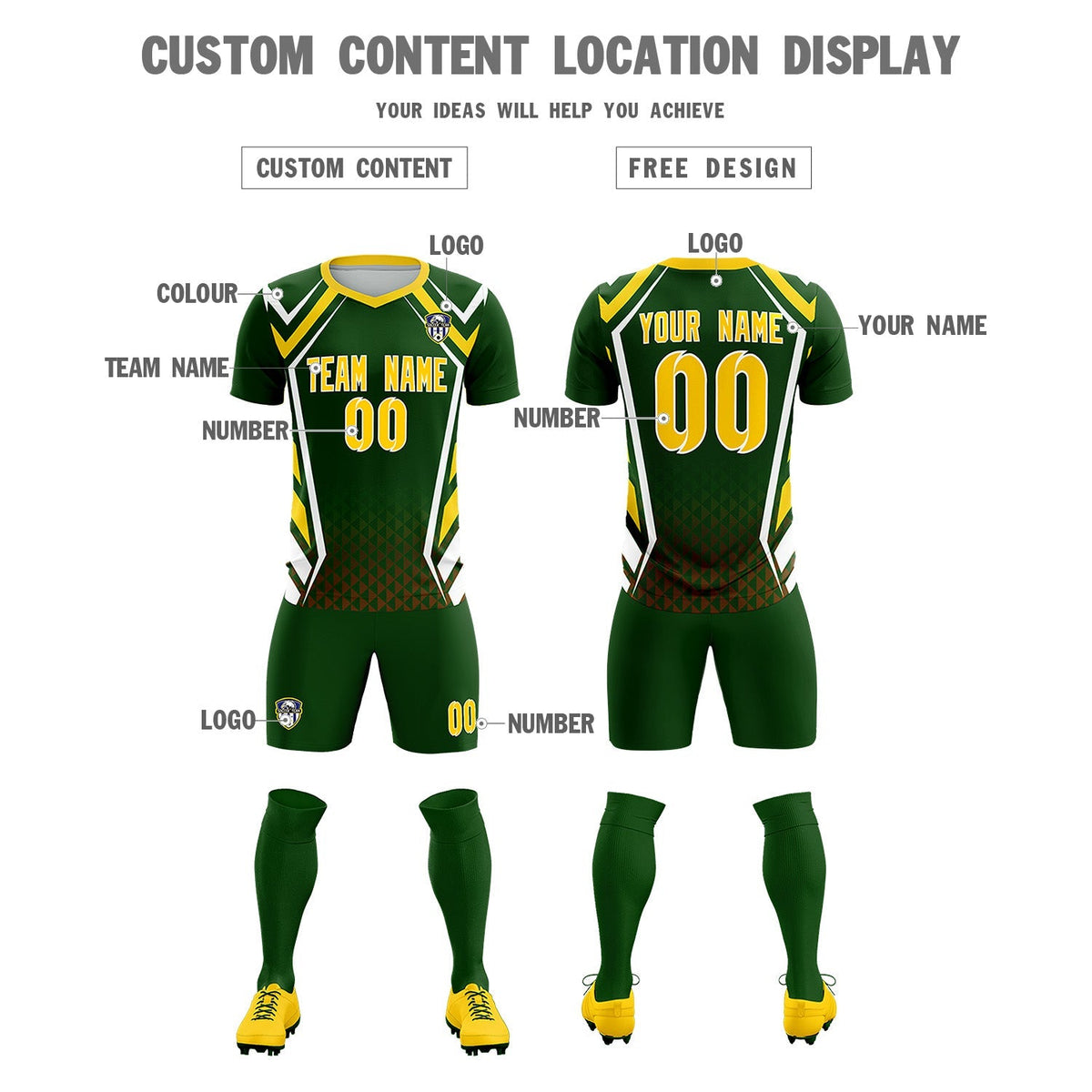 Custom Midnight Green Abstract Breathable Football Kit Jersey
