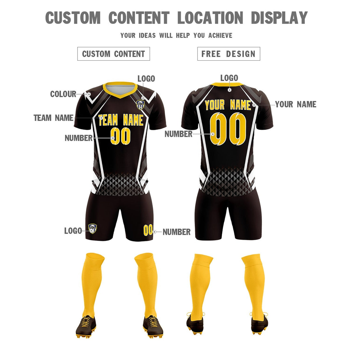 Custom Brown Abstract Breathable Football Kit Jersey