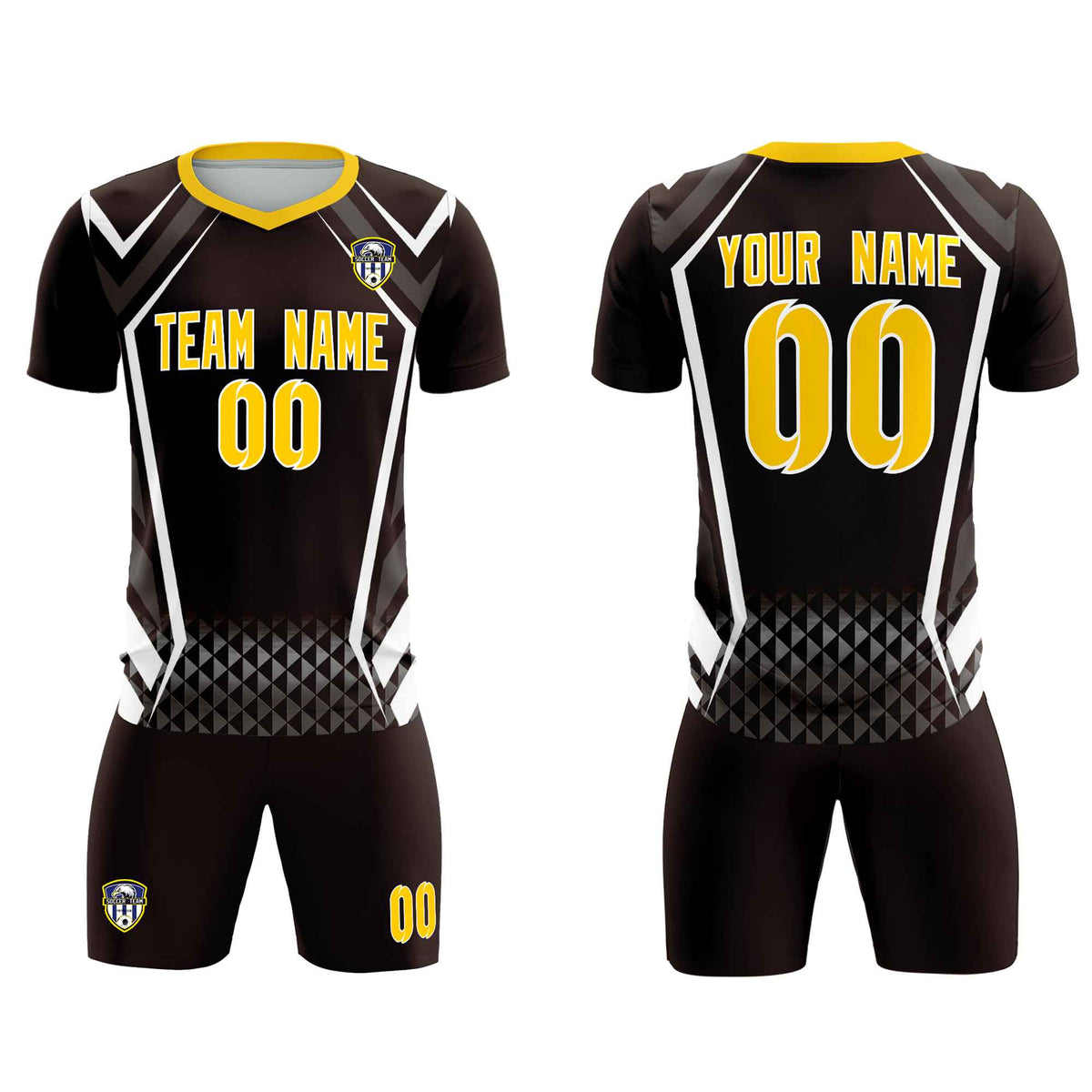 Custom Brown Abstract Breathable Football Kit Jersey