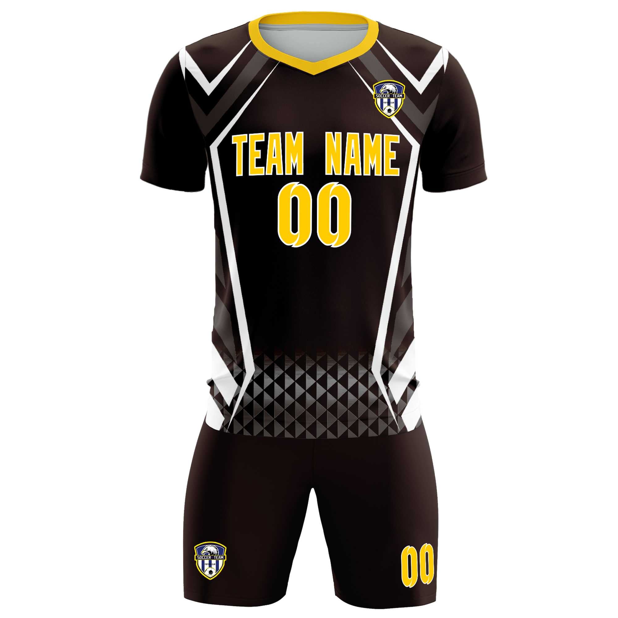 Custom Brown Abstract Breathable Football Kit Jersey