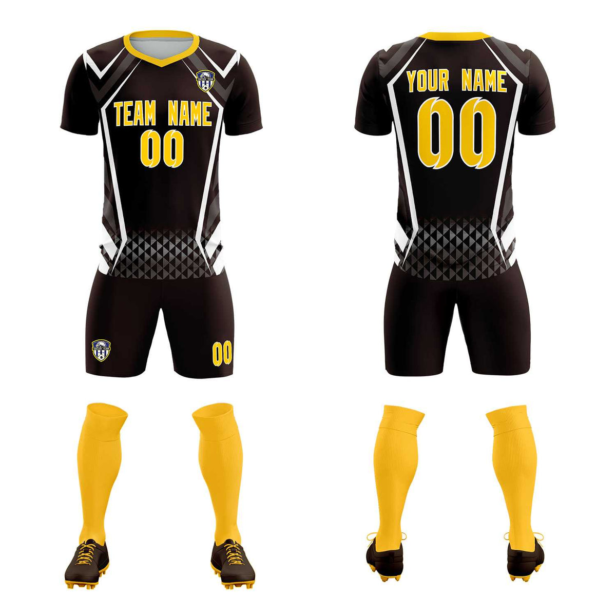 Custom Brown Abstract Breathable Football Kit Jersey