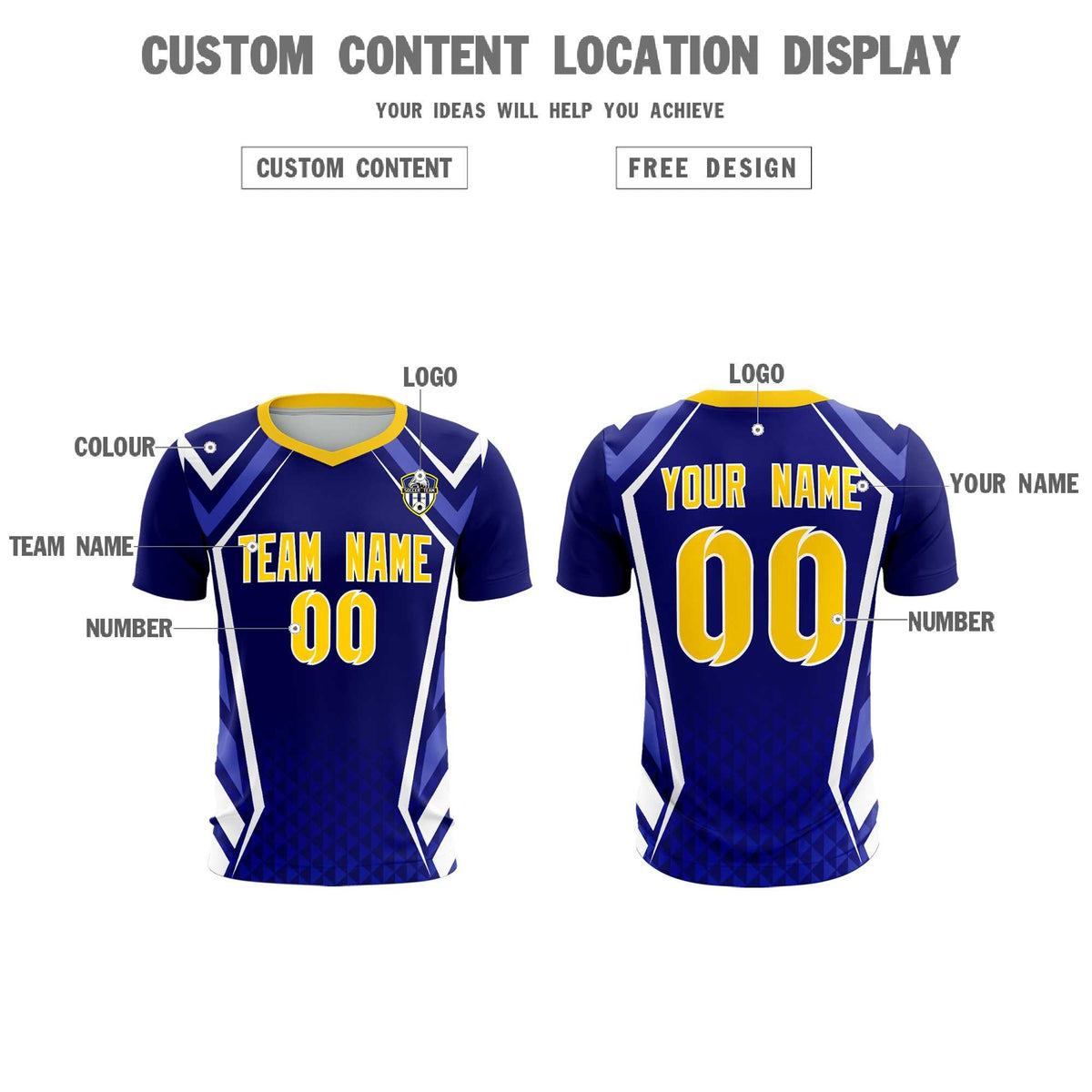 Custom Royal Abstract Breathable Football Kit Jersey