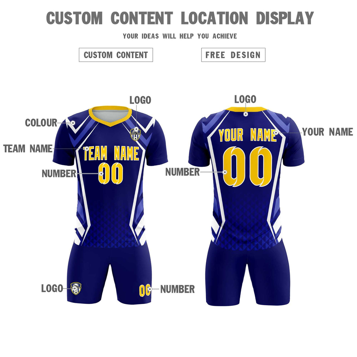 Custom Royal Abstract Breathable Football Kit Jersey