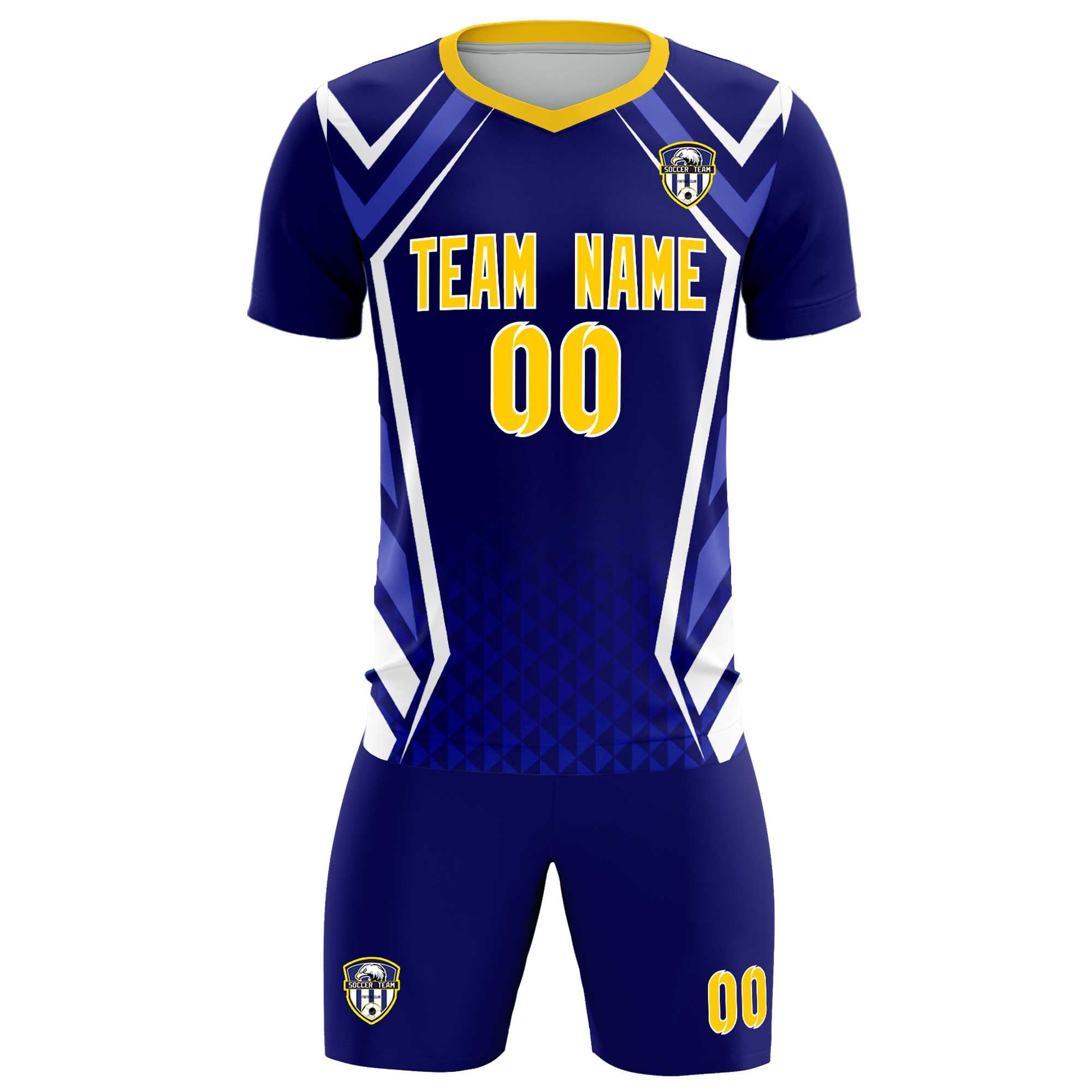 Custom Royal Abstract Breathable Football Kit Jersey