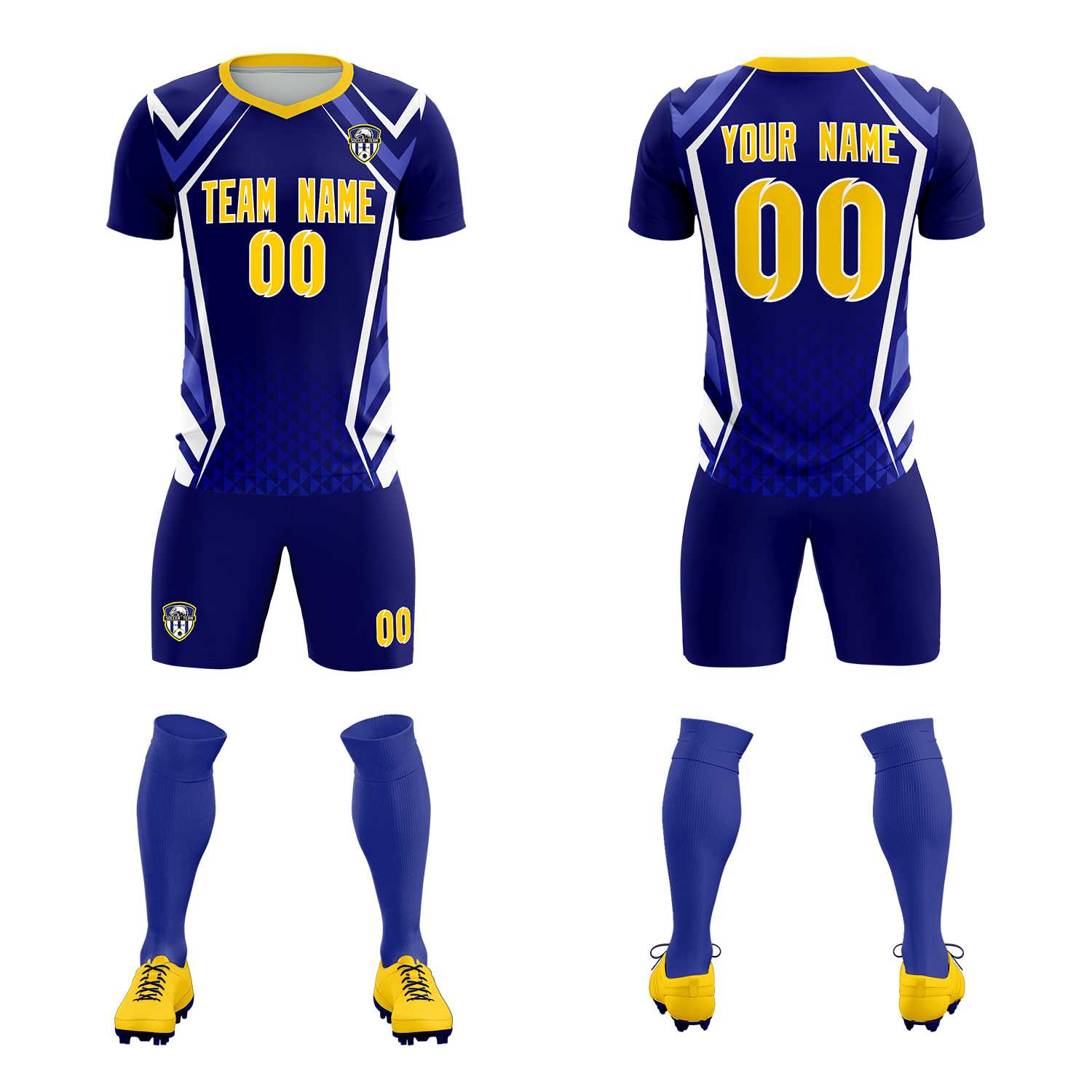 Custom Royal Abstract Breathable Football Kit Jersey