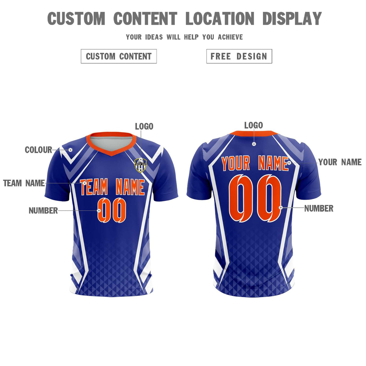 Custom Royal Abstract Breathable Football Kit Jersey