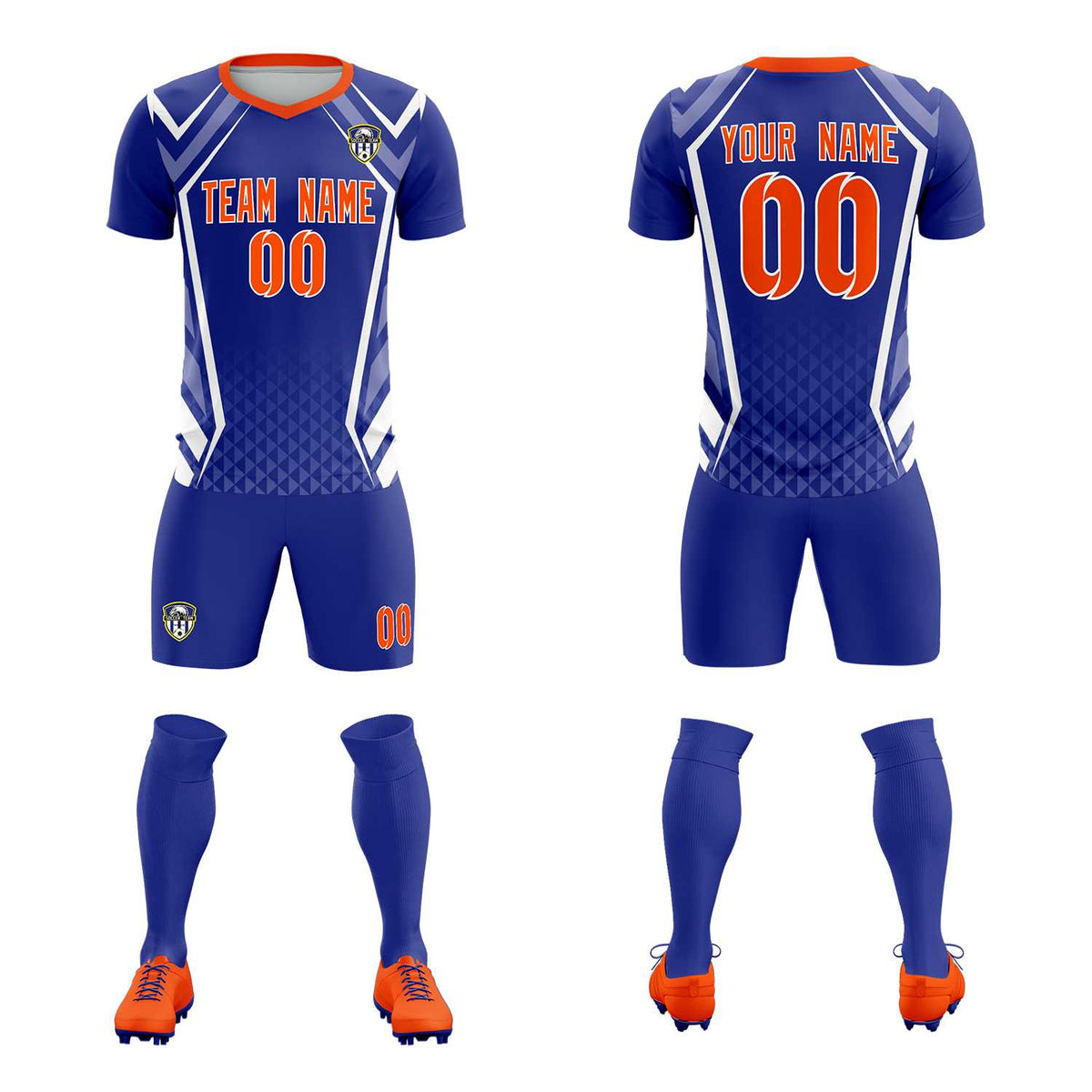 Custom Royal Abstract Breathable Football Kit Jersey