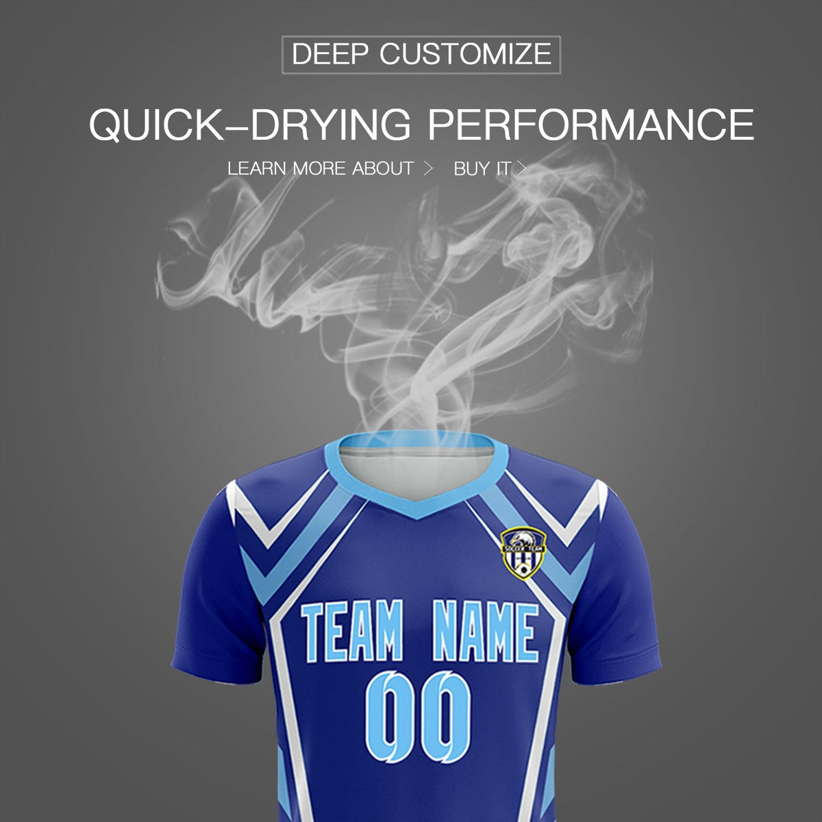 Custom Royal Abstract Breathable Football Kit Jersey