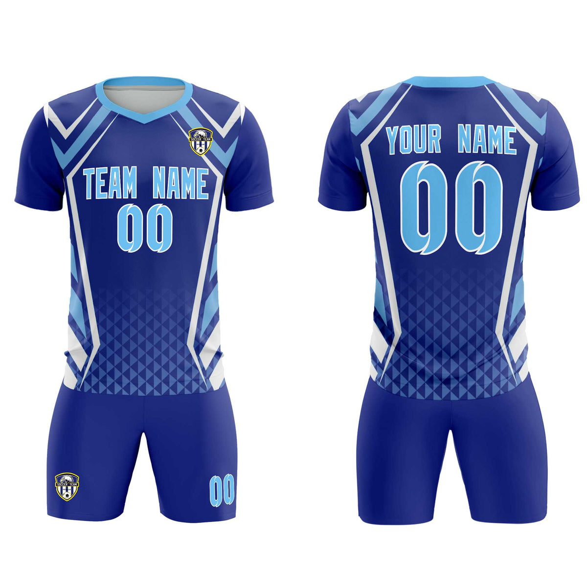 Custom Royal Abstract Breathable Football Kit Jersey