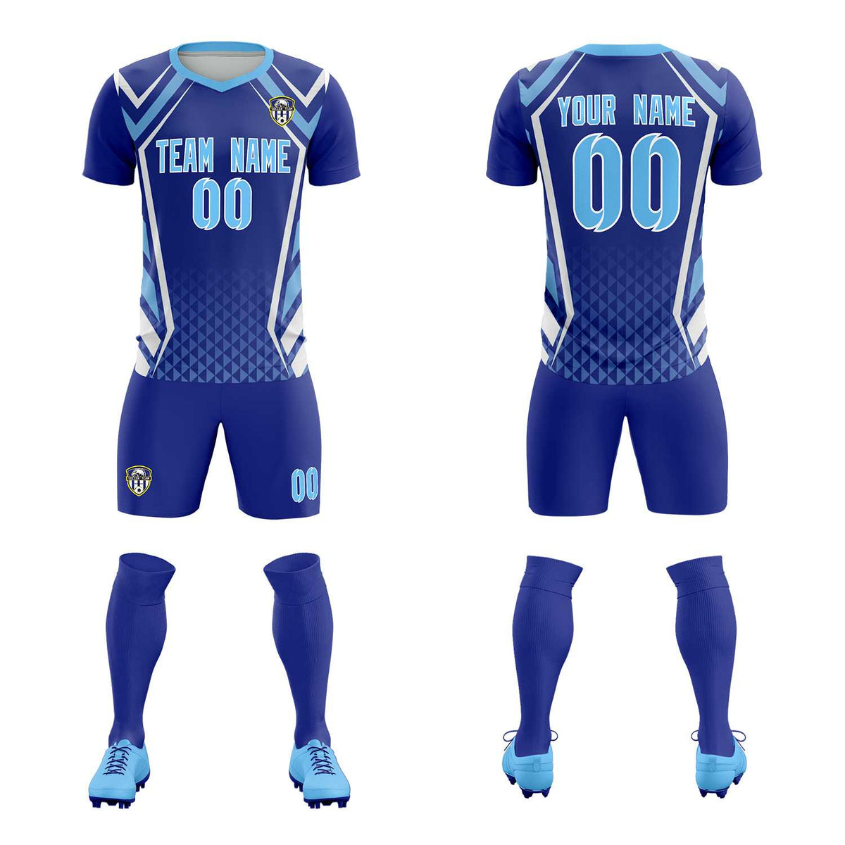 Custom Royal Abstract Breathable Football Kit Jersey