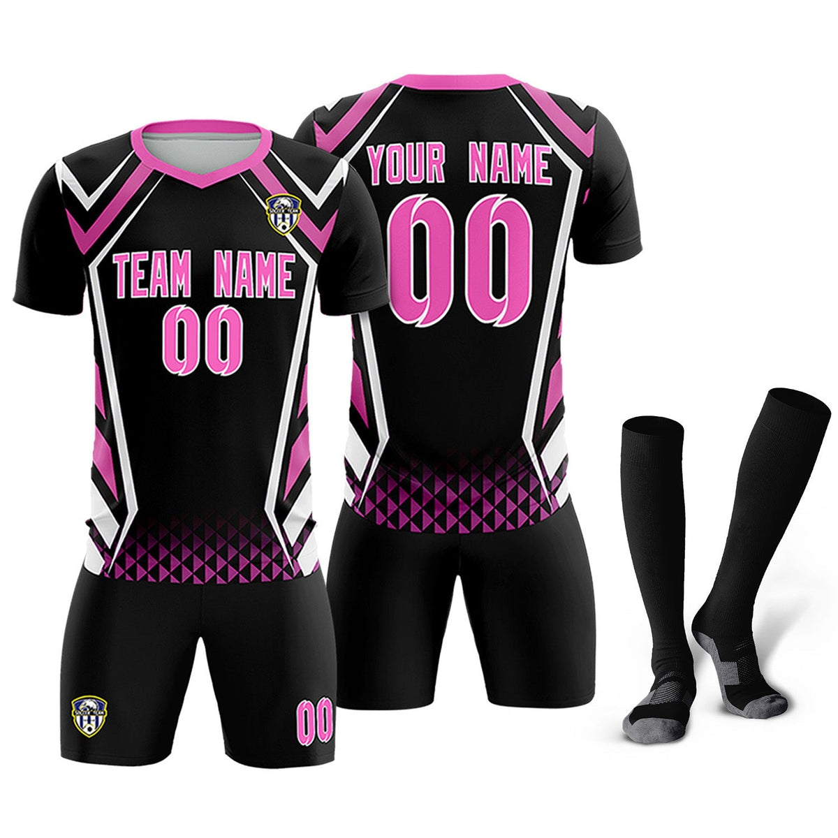 Custom Black Abstract Breathable Football Kit Jersey