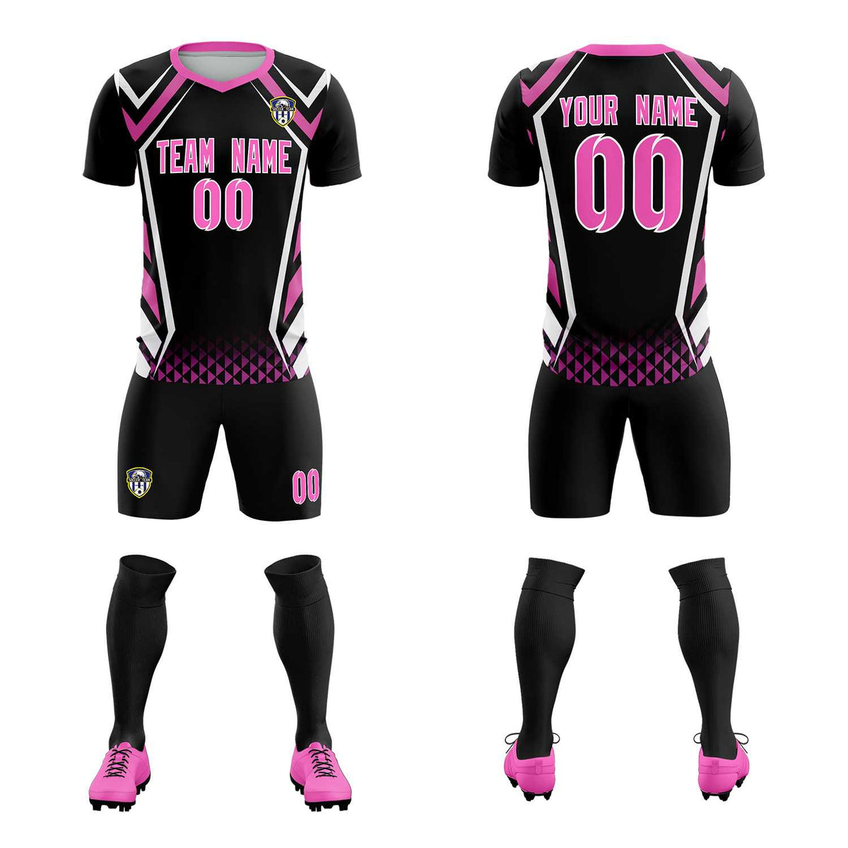 Custom Black Abstract Breathable Football Kit Jersey