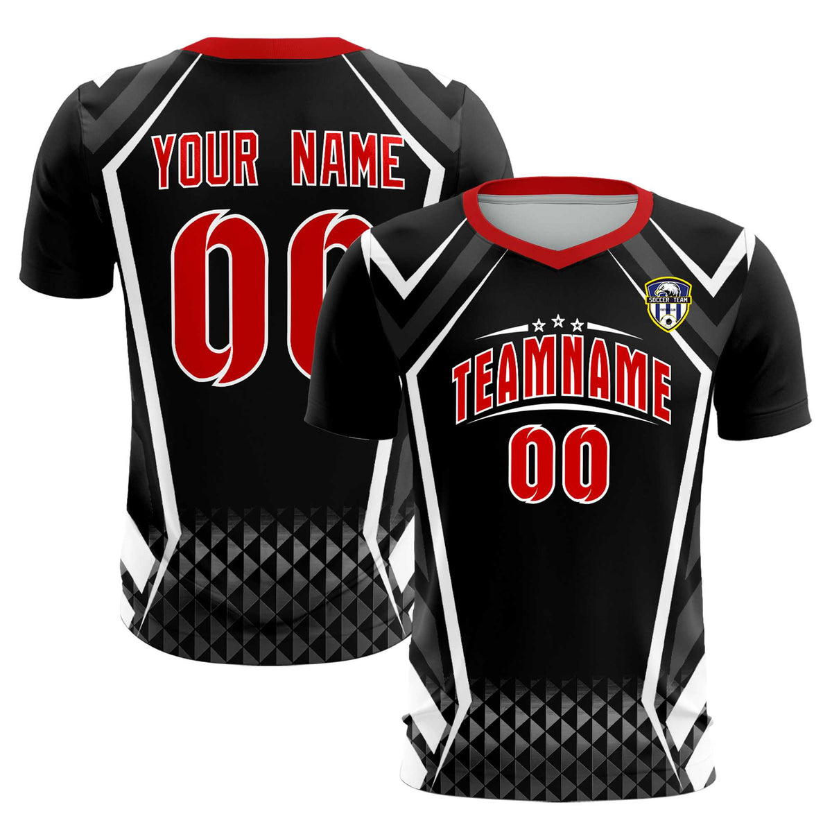 Custom Black Abstract Breathable Football Kit Jersey