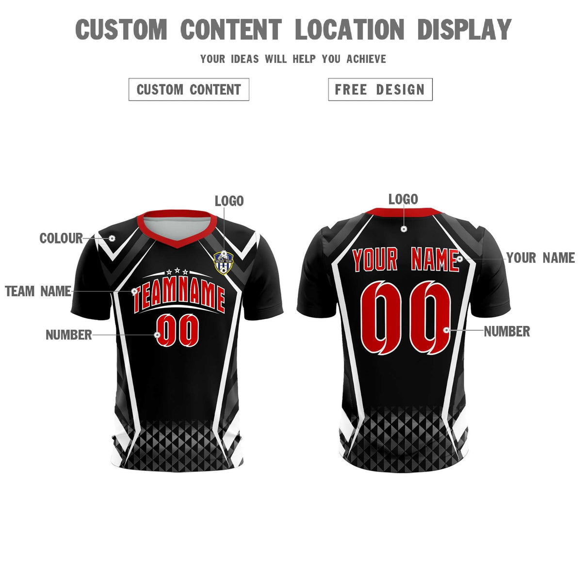 Custom Black Abstract Breathable Football Kit Jersey