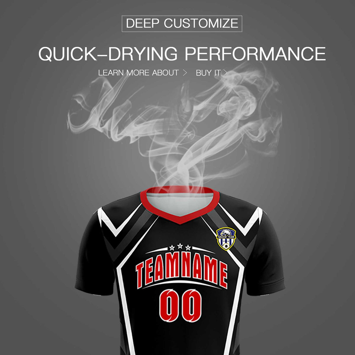 Custom Black Abstract Breathable Football Kit Jersey