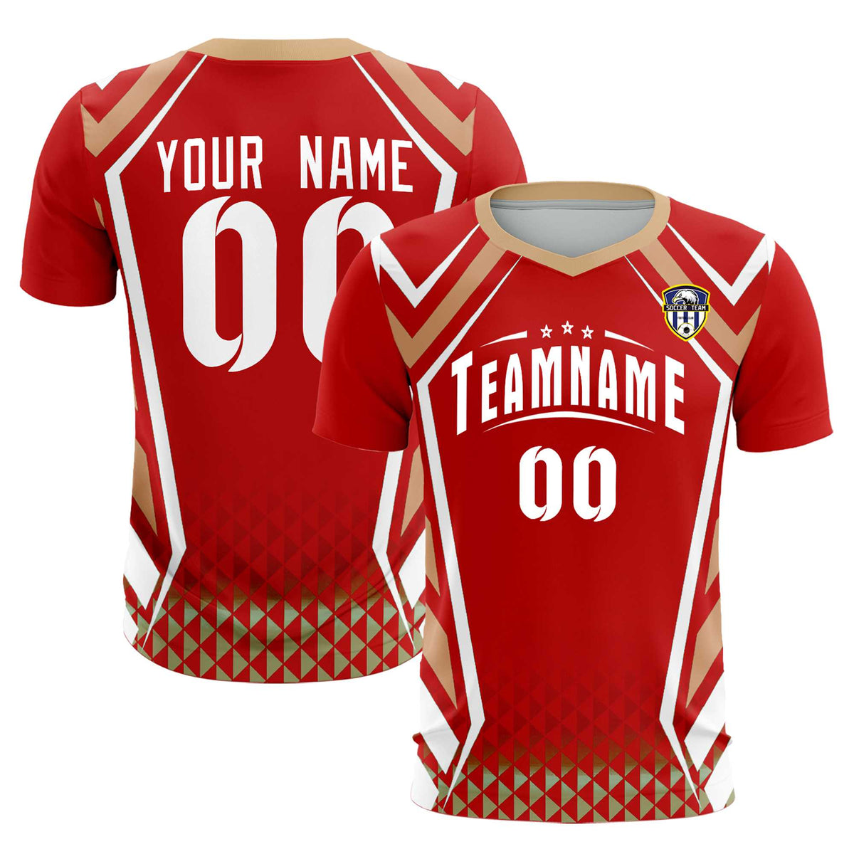 Custom Red Abstract Breathable Football Kit Jersey