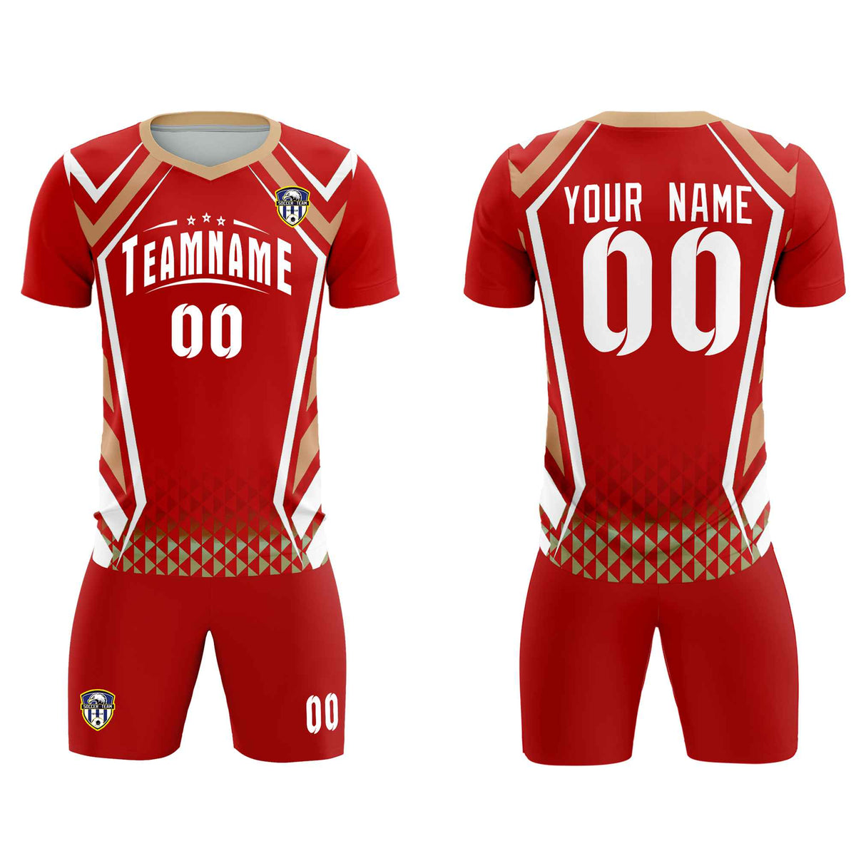 Custom Red Abstract Breathable Football Kit Jersey