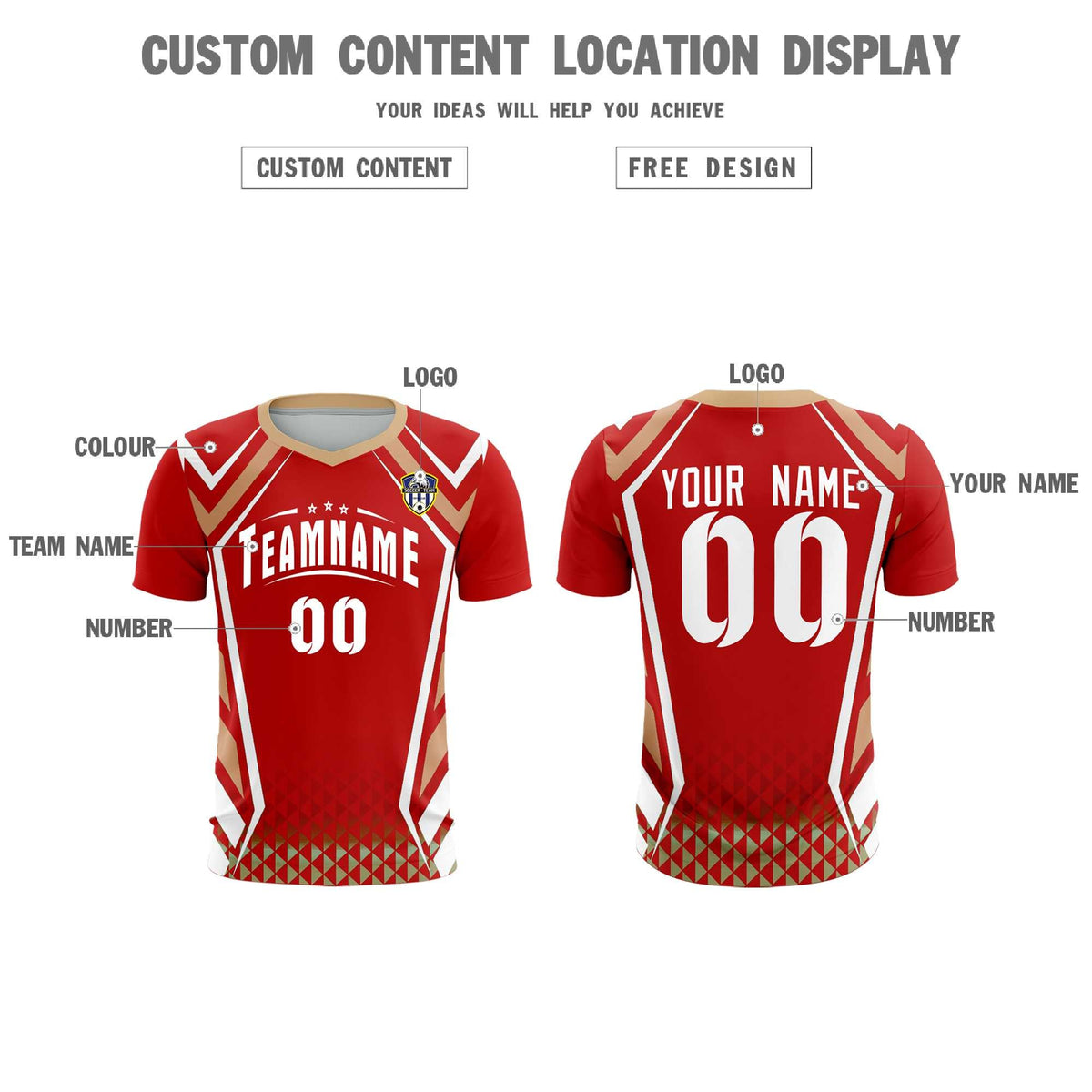 Custom Red Abstract Breathable Football Kit Jersey