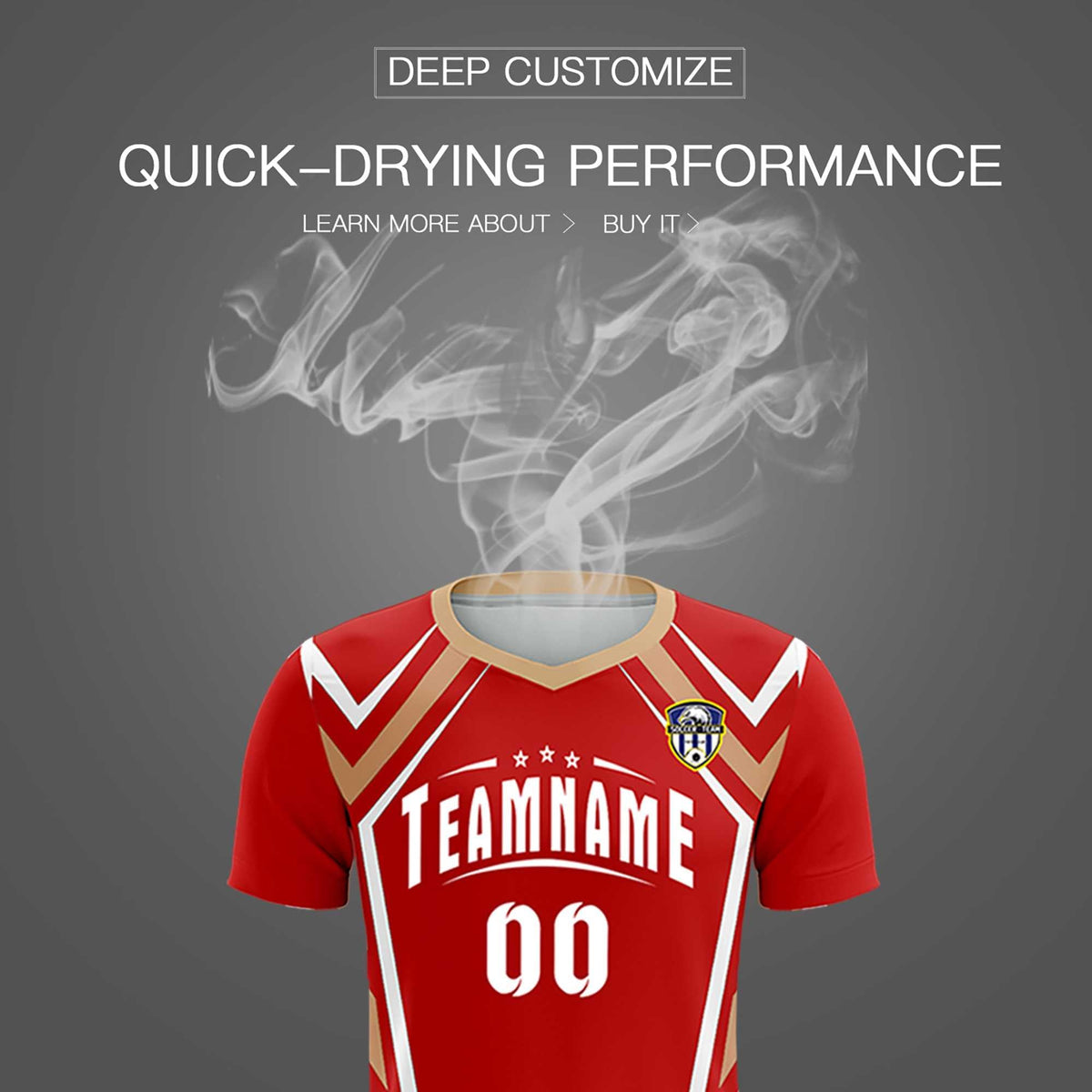 Custom Red Abstract Breathable Football Kit Jersey