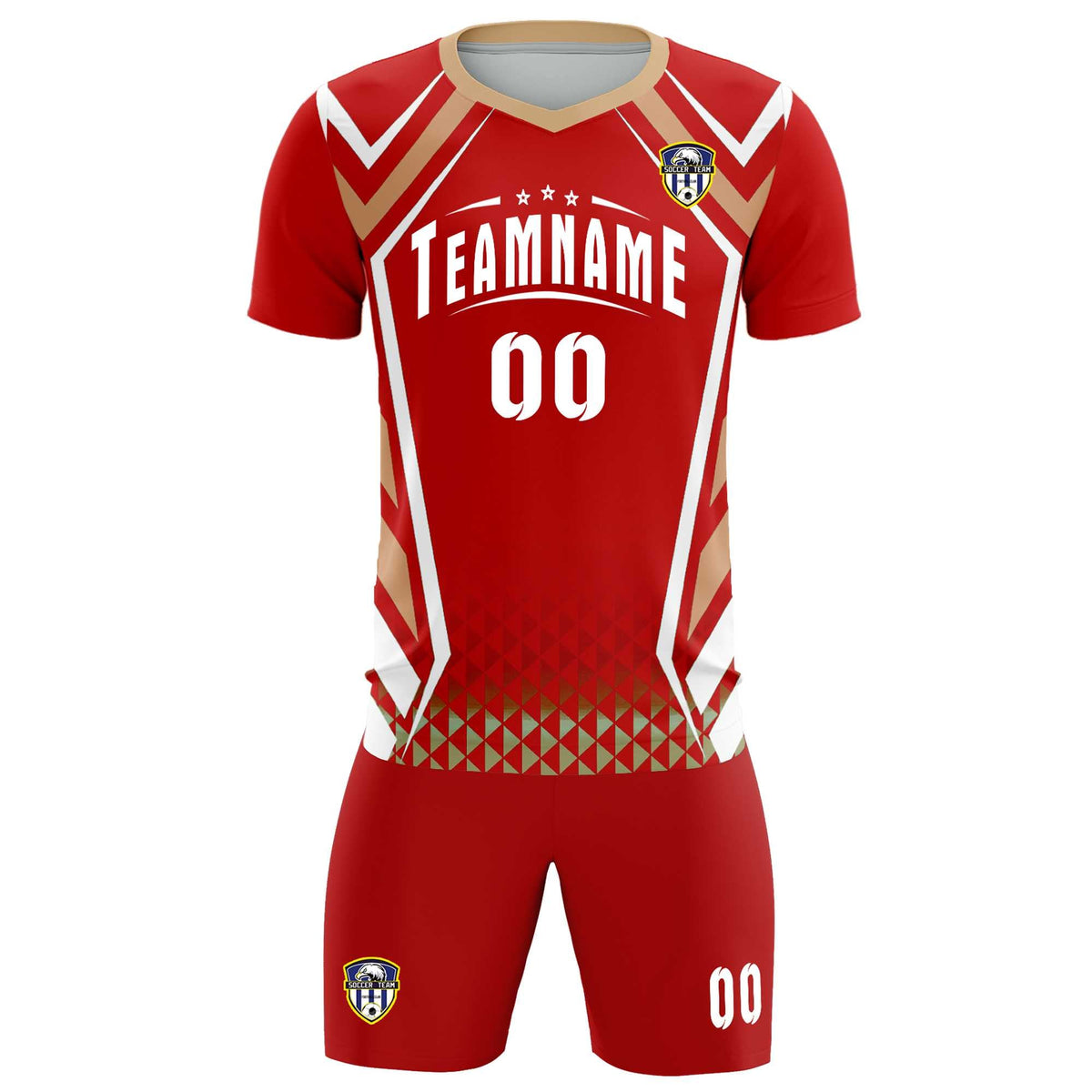 Custom Red Abstract Breathable Football Kit Jersey