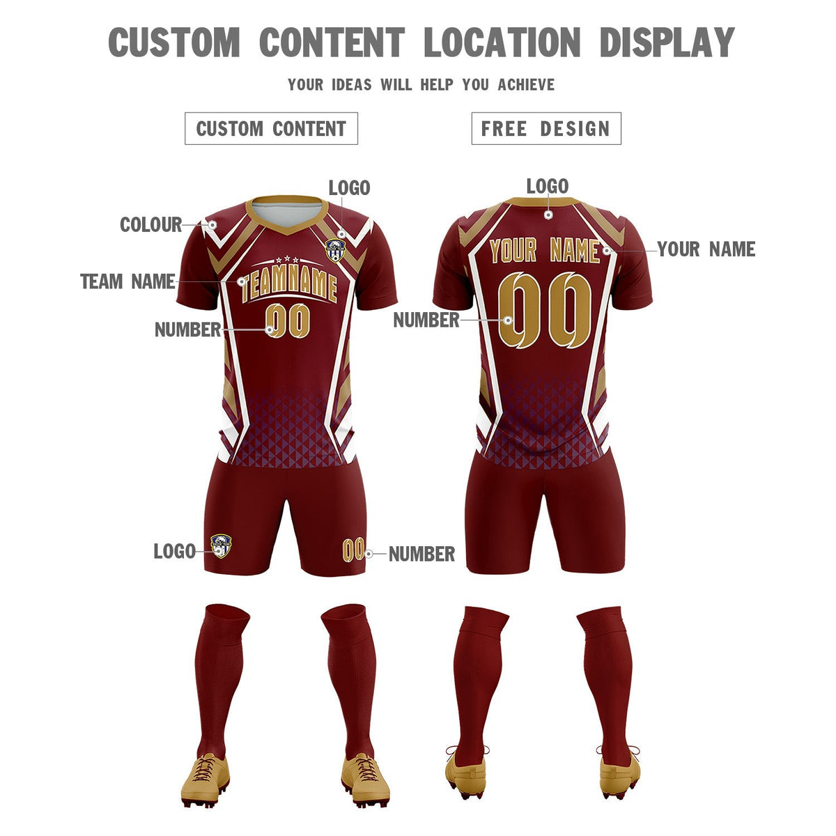Custom Crimson Abstract Breathable Football Kit Jersey