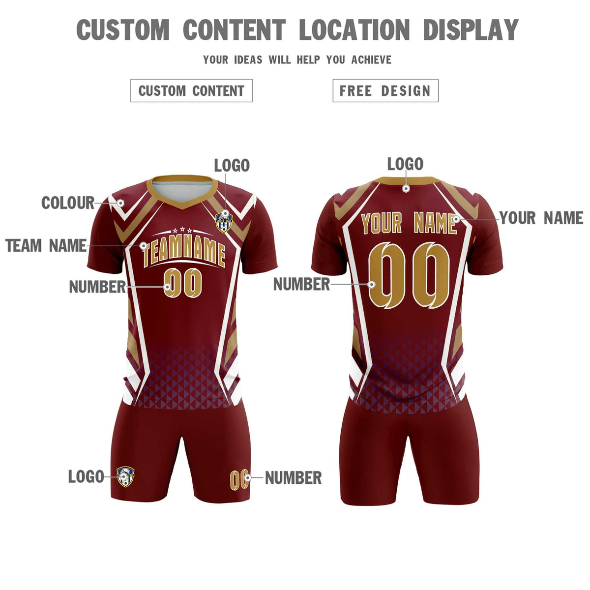 Custom Crimson Abstract Breathable Football Kit Jersey