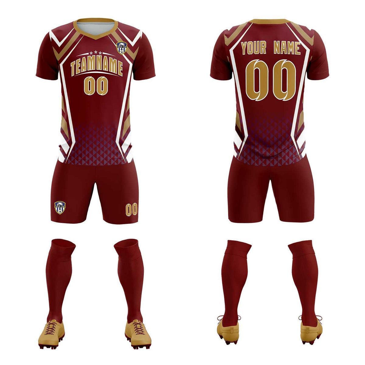 Custom Crimson Abstract Breathable Football Kit Jersey