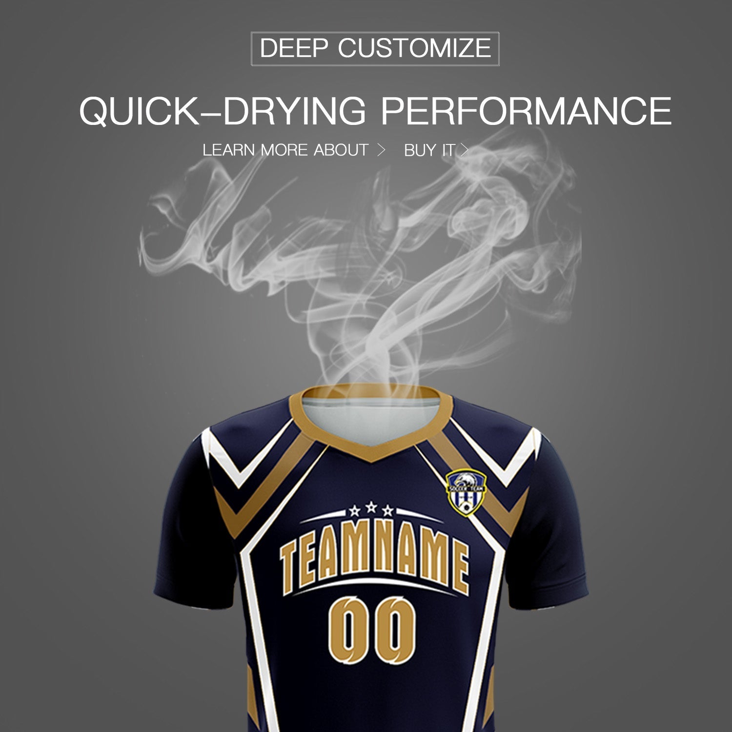 Custom Navy Abstract Breathable Football Kit Jersey