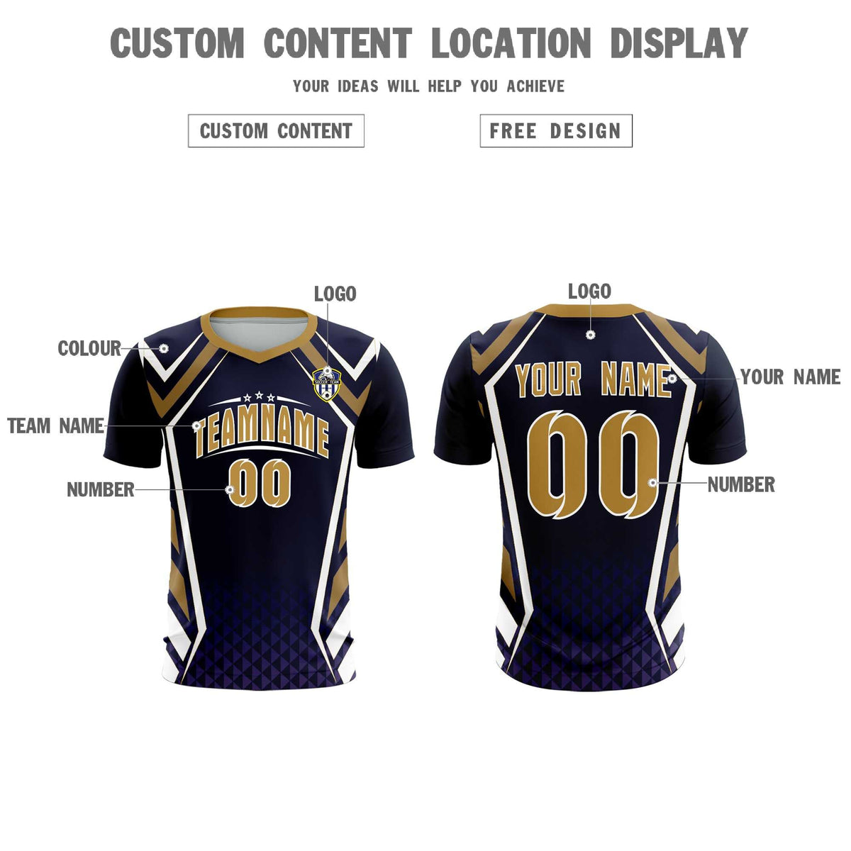 Custom Navy Abstract Breathable Football Kit Jersey