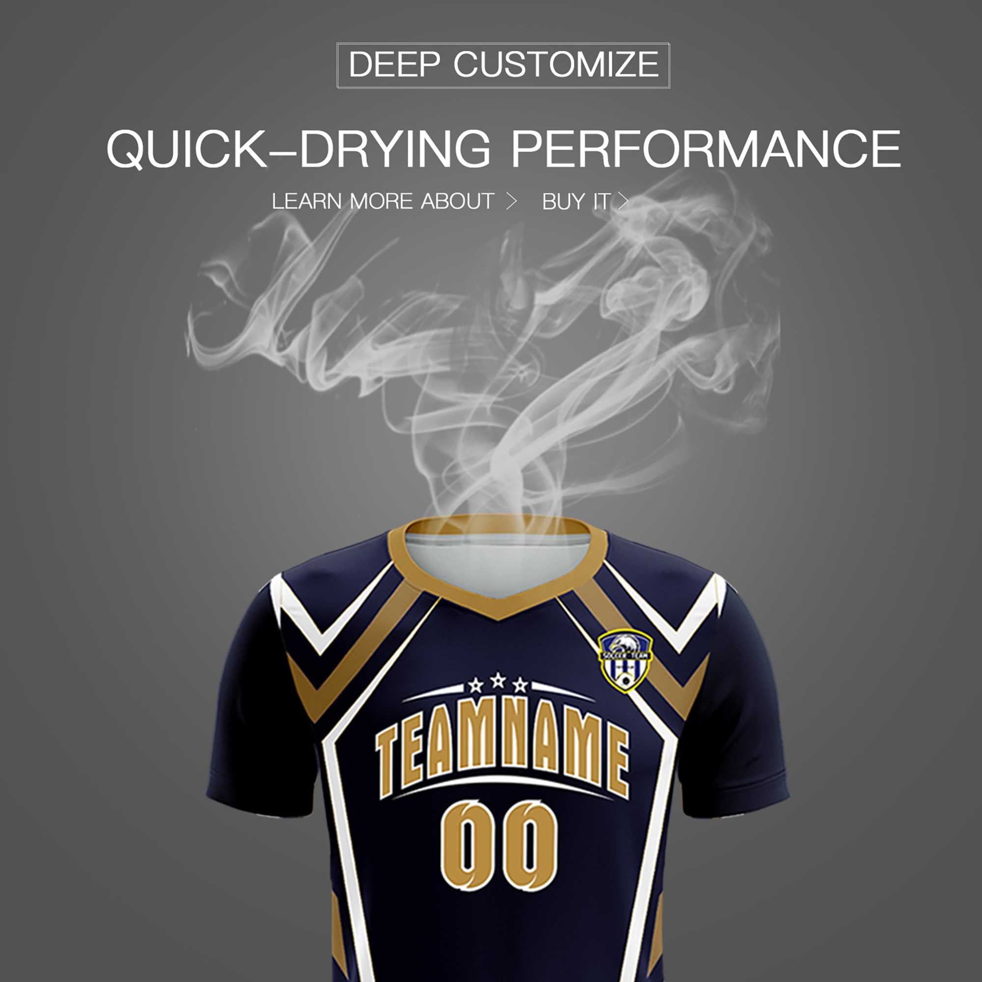 Custom Navy Abstract Breathable Football Kit Jersey
