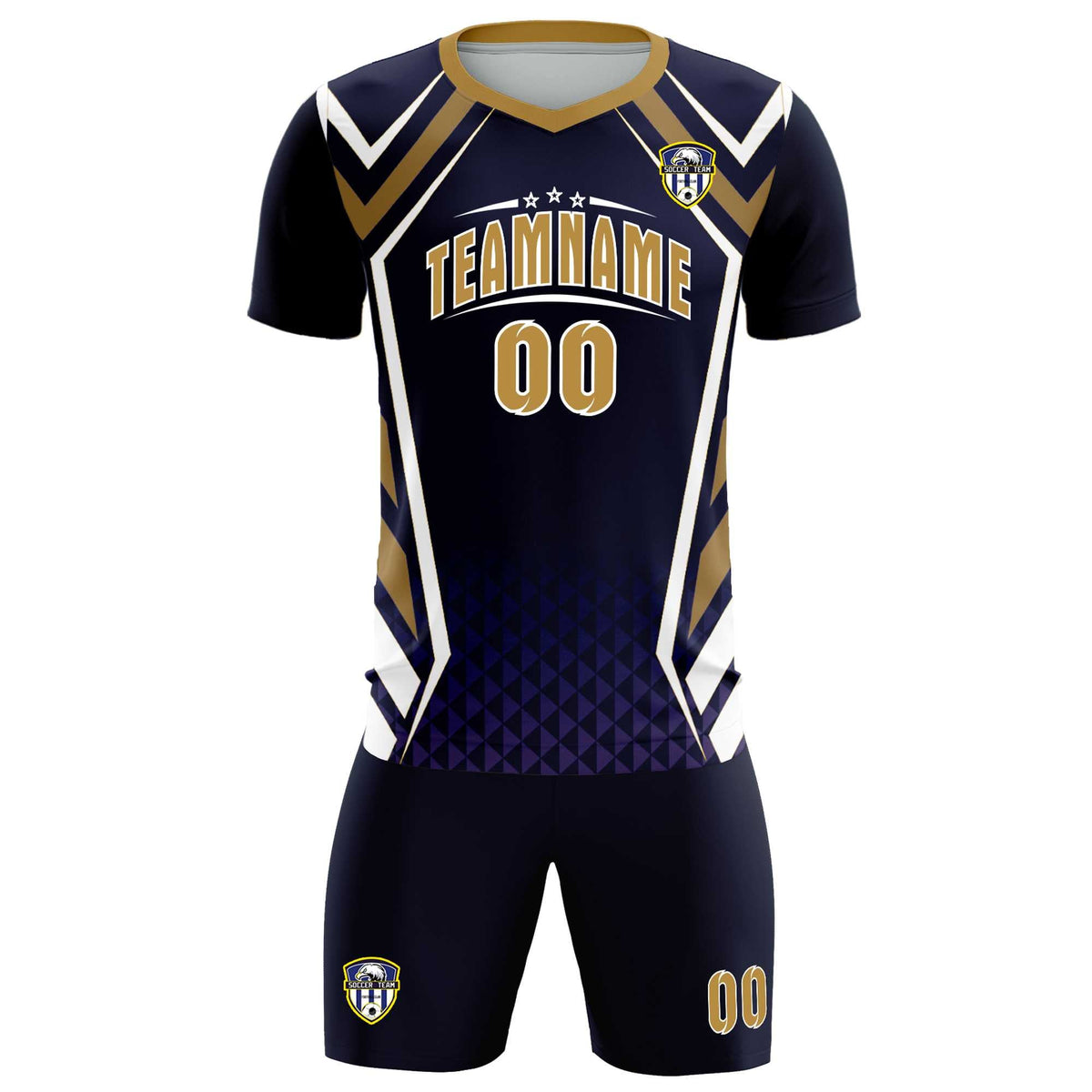 Custom Navy Abstract Breathable Football Kit Jersey