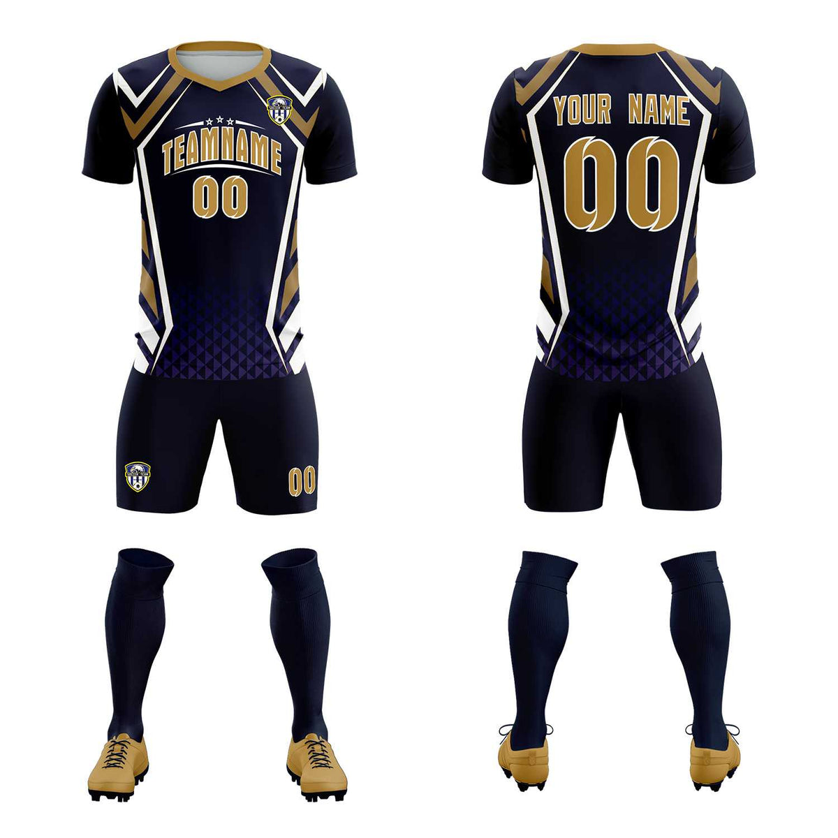 Custom Navy Abstract Breathable Football Kit Jersey