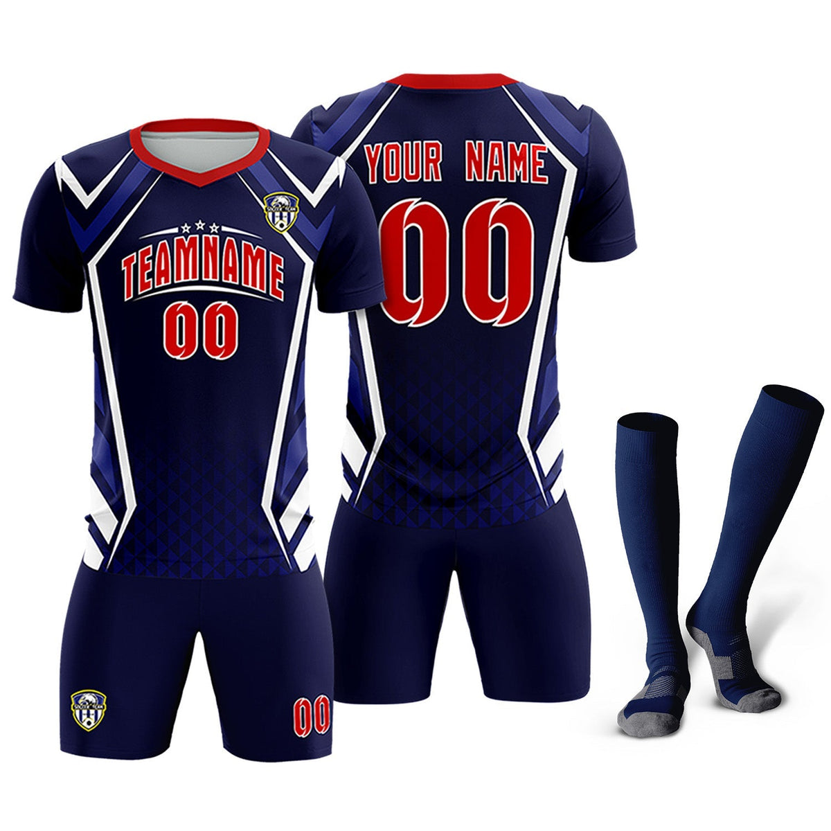 Custom Navy Abstract Breathable Football Kit Jersey