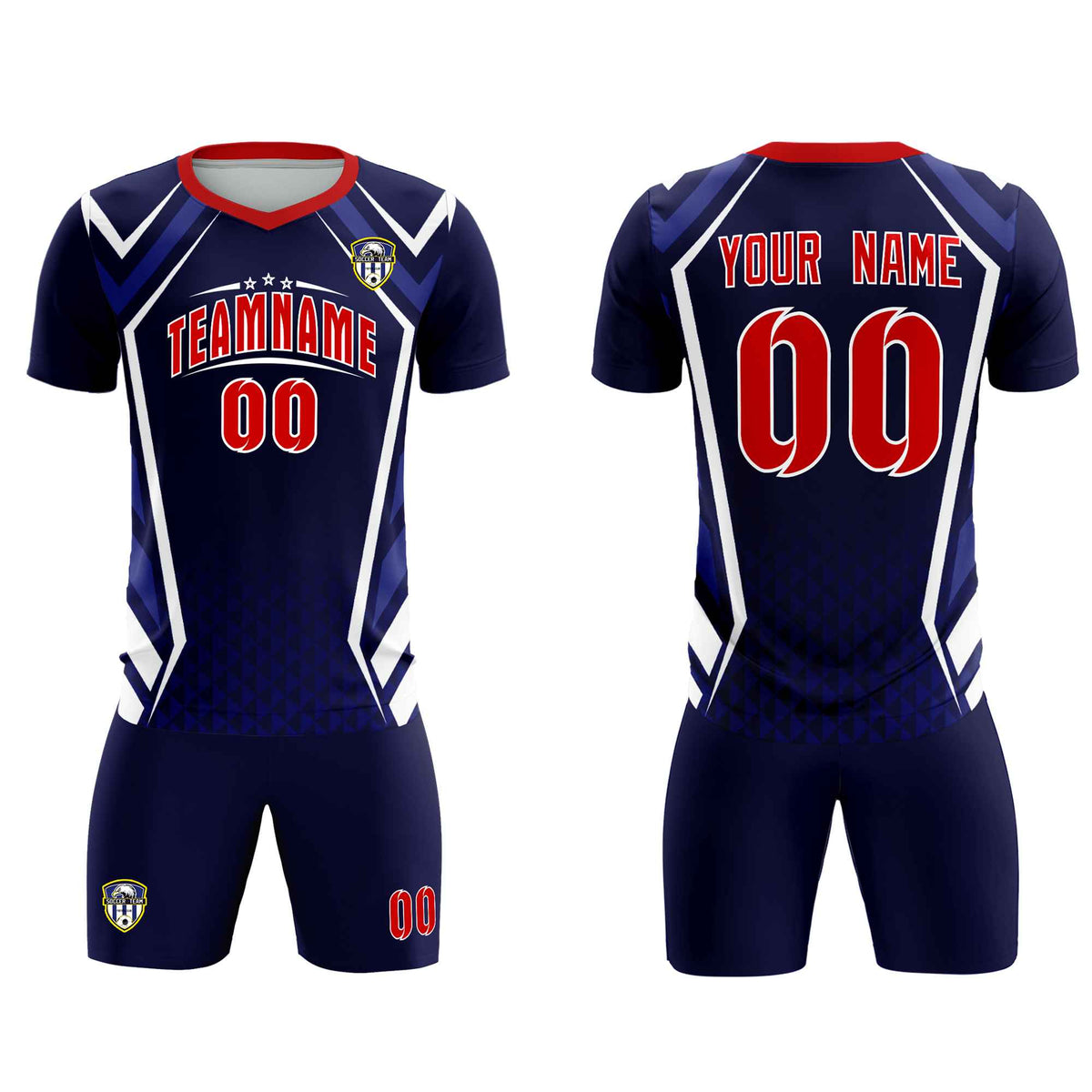 Custom Navy Abstract Breathable Football Kit Jersey