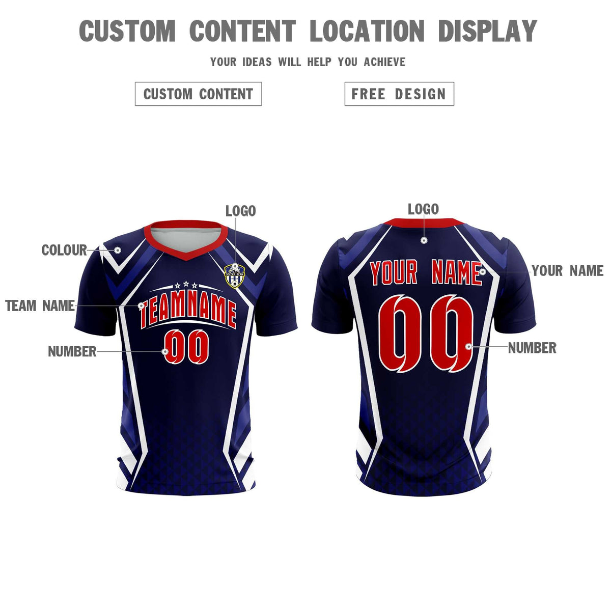 Custom Navy Abstract Breathable Football Kit Jersey