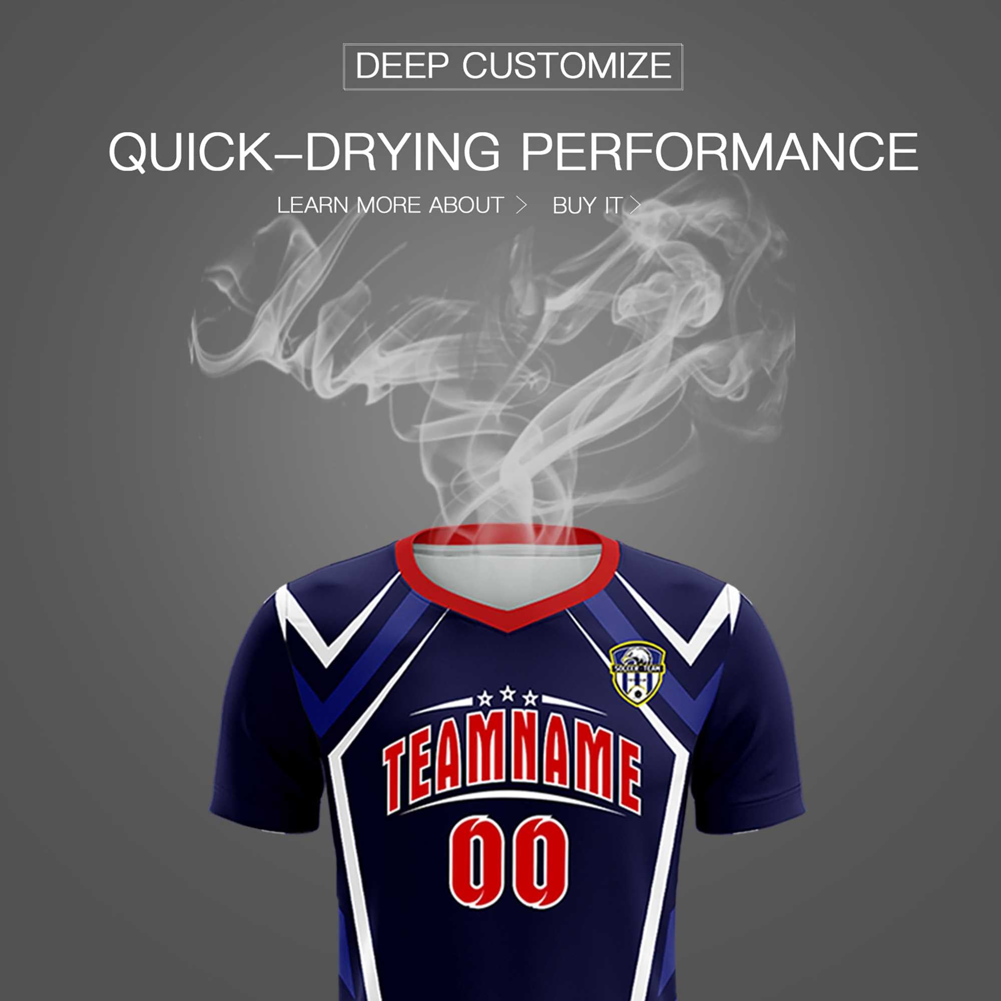 Custom Navy Abstract Breathable Football Kit Jersey