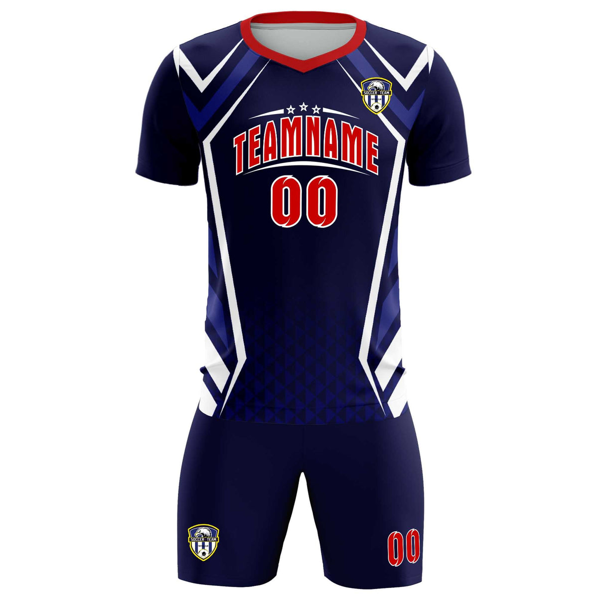 Custom Navy Abstract Breathable Football Kit Jersey