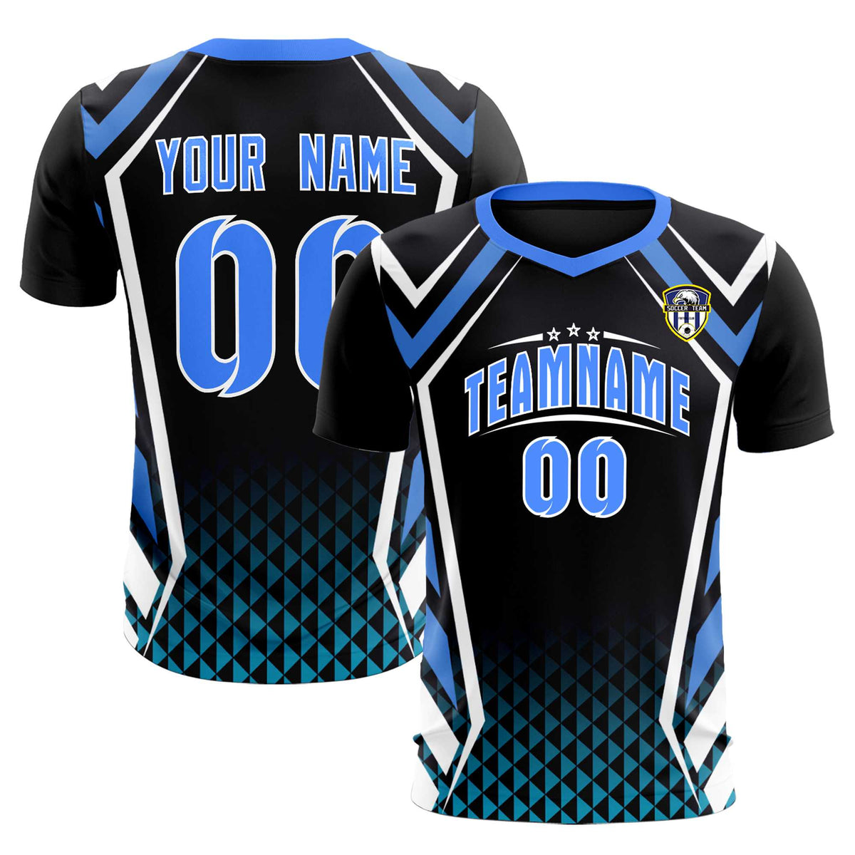 Custom Black Abstract Breathable Football Kit Jersey